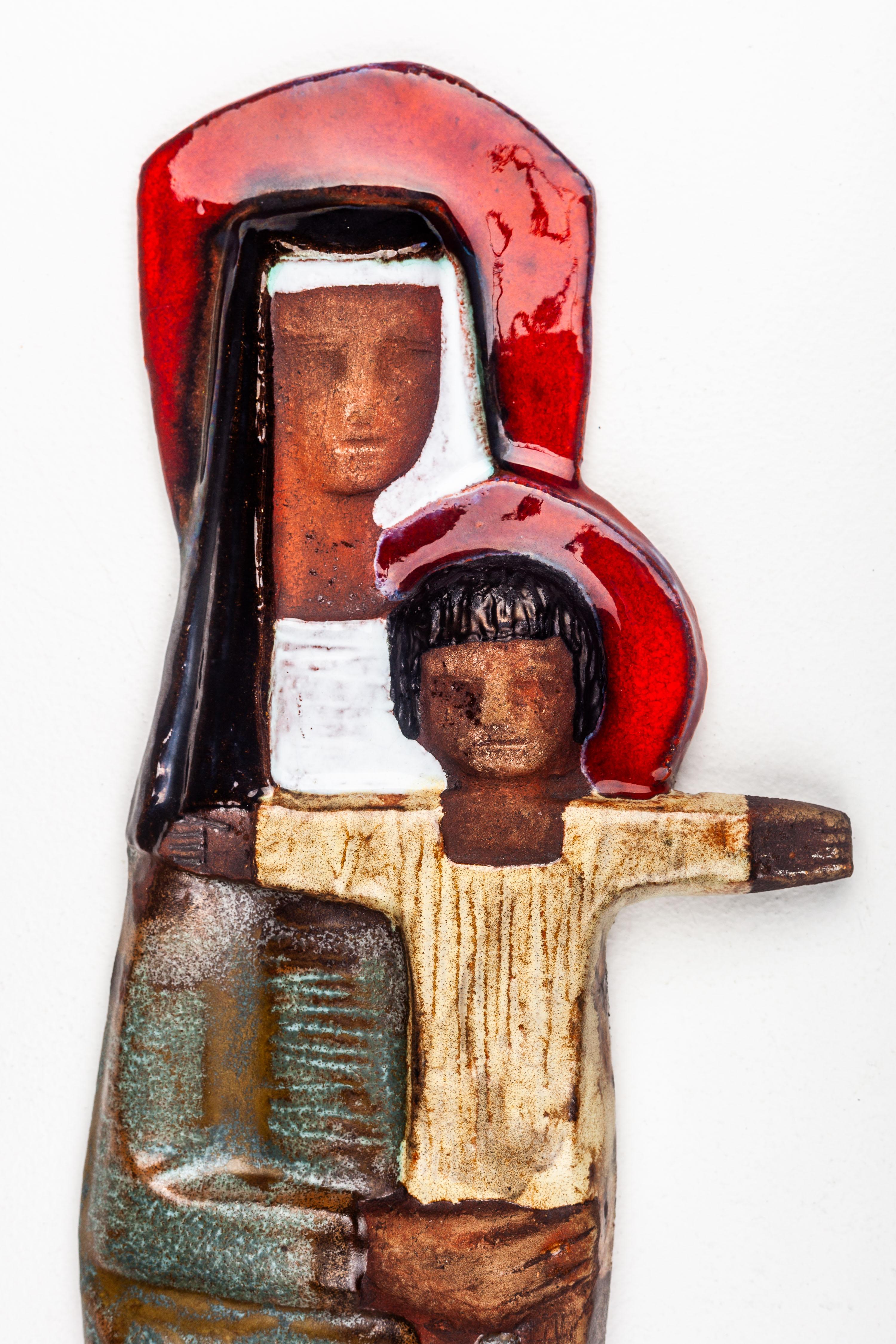 Virgen María y Niño Jesús Decoración de pared modernista de European Pottery Studio en venta 3