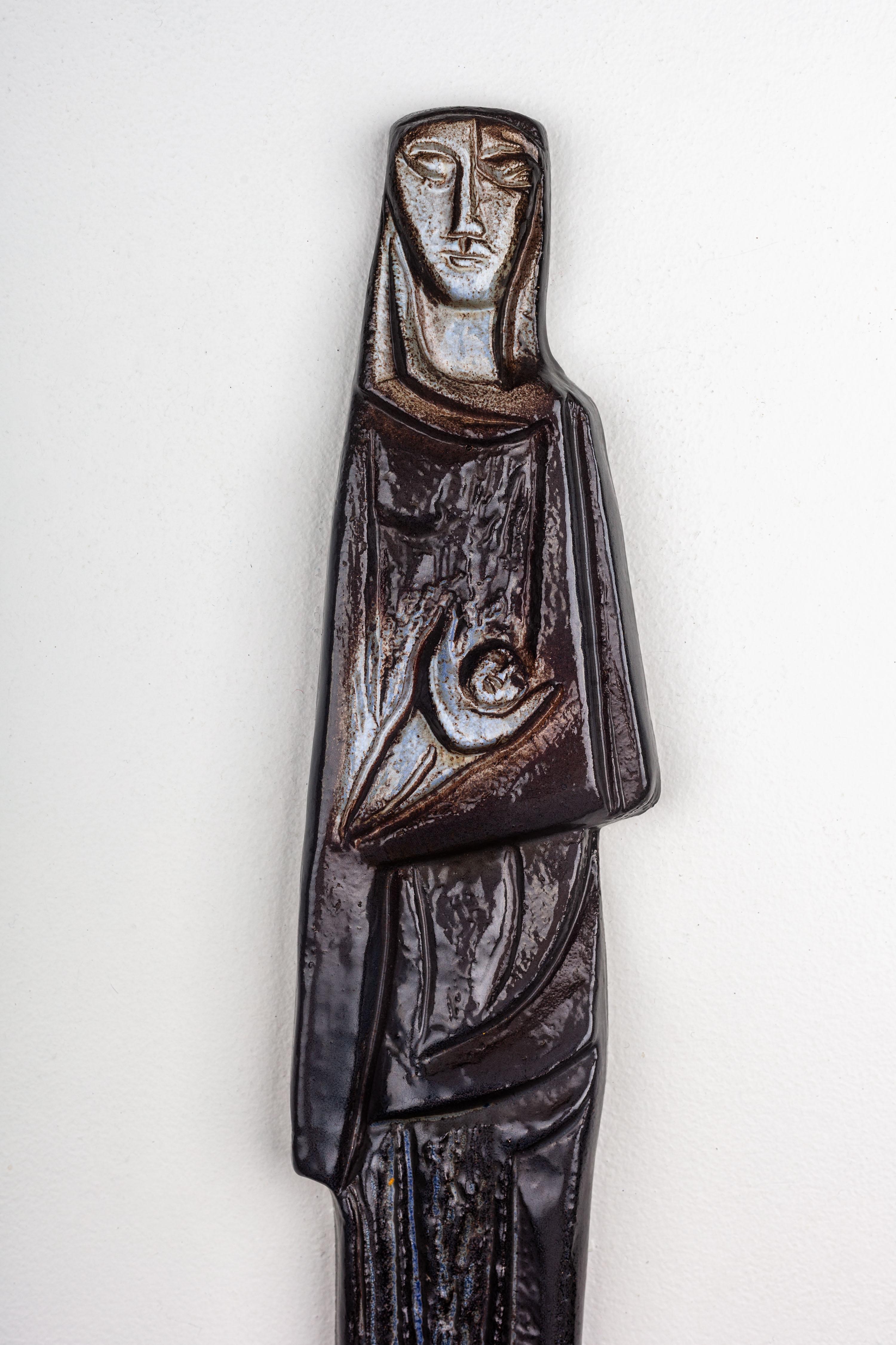 Wandschmuck der Jungfrau Maria und des Kindes Jesus, Bauhaus Art Deco, deutscher Expressionismus im Angebot 6