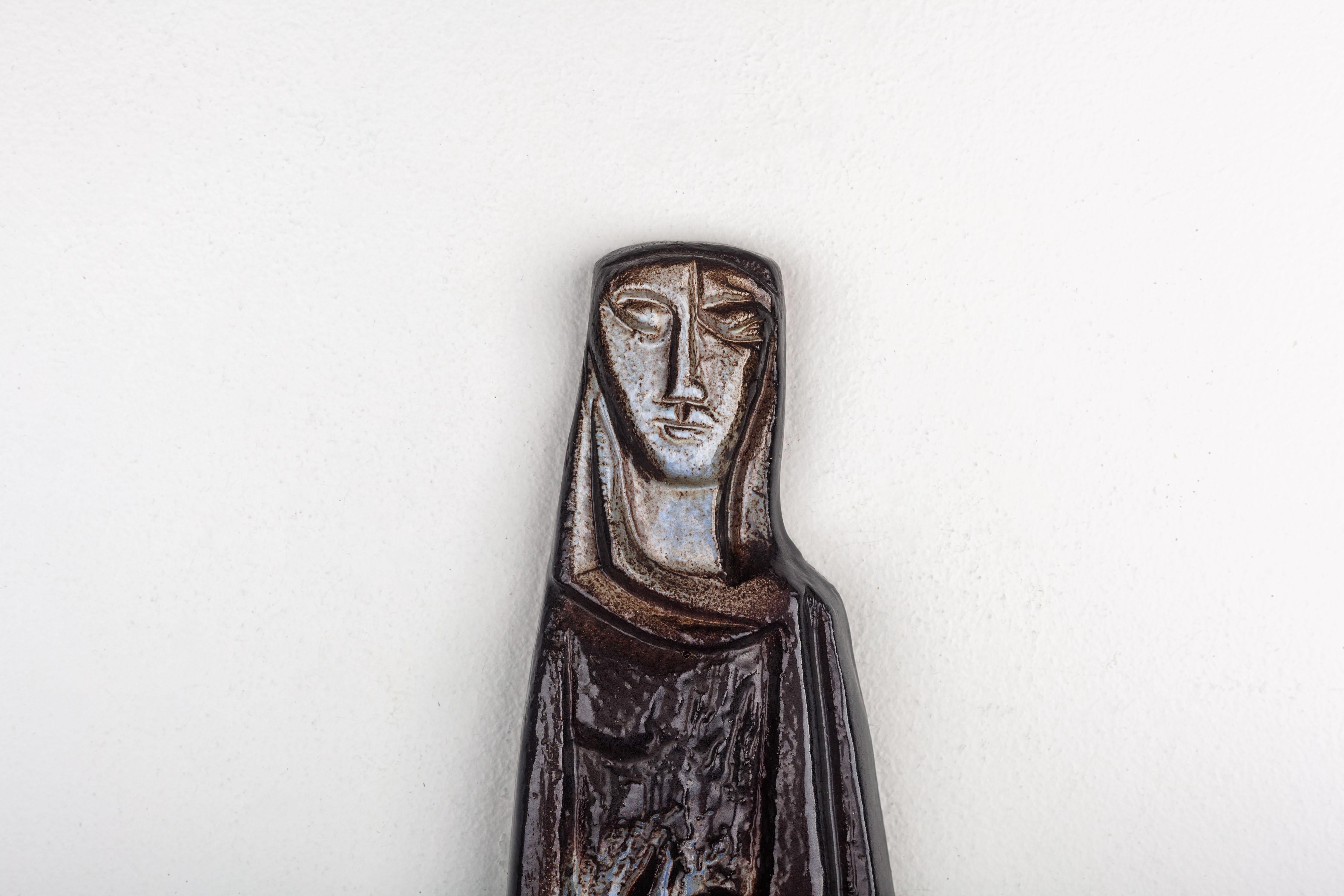 Wandschmuck der Jungfrau Maria und des Kindes Jesus, Bauhaus Art Deco, deutscher Expressionismus im Angebot 8