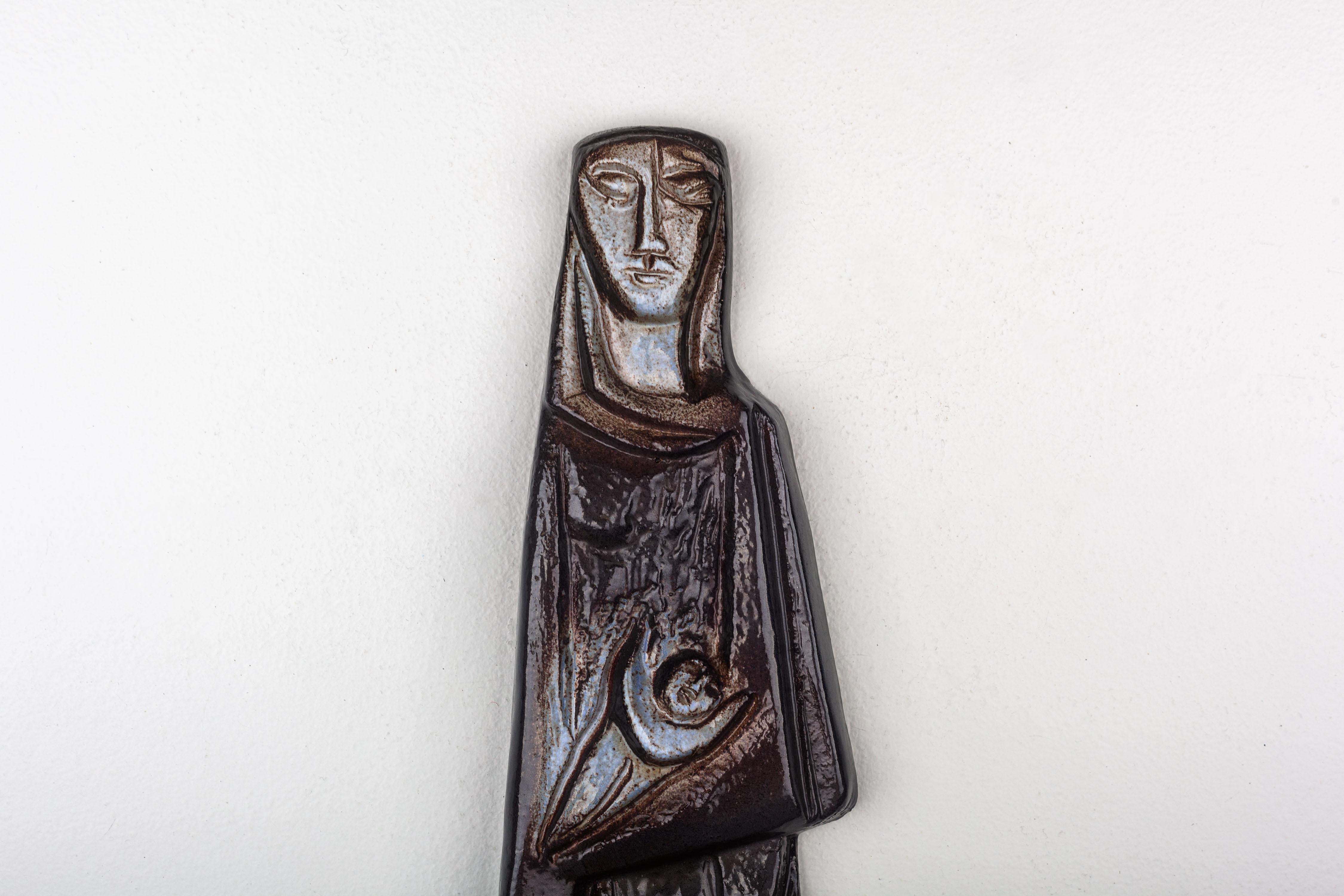 Wandschmuck der Jungfrau Maria und des Kindes Jesus, Bauhaus Art Deco, deutscher Expressionismus im Angebot 1