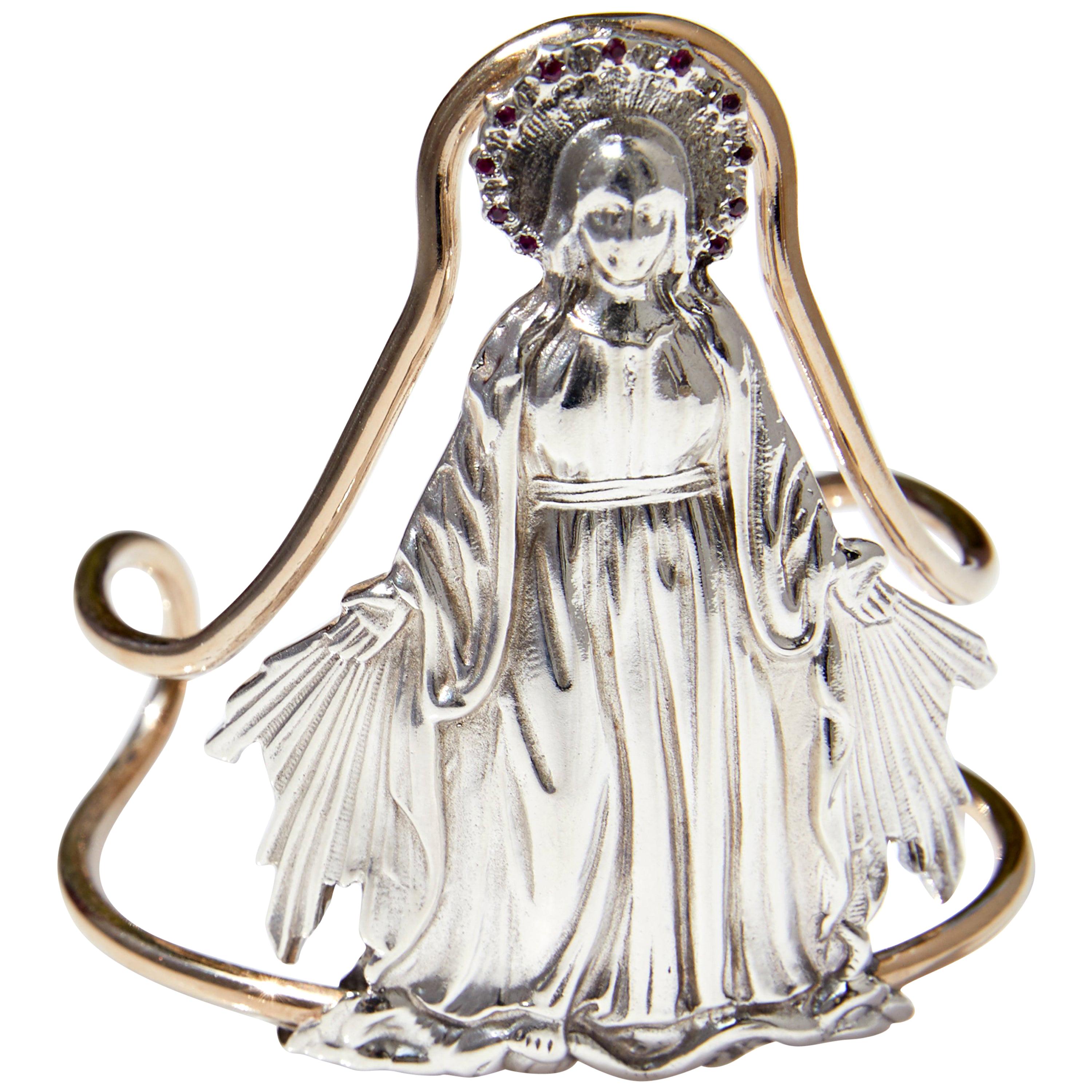 Miraculous Mother Cuff Bracelet Silver Gold Open Bangle For Sale