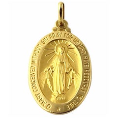 Vintage Virgin Mary Gold Medallion Pendant