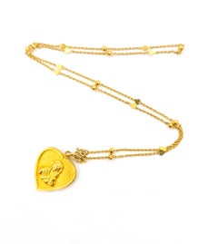Virgin Mary Heart Charm Necklace in 21k Yellow Gold