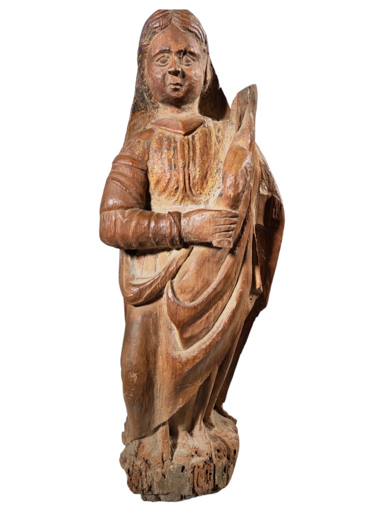 Virgin Mary In Wood From The XVIth Century For Sale at 1stDibs