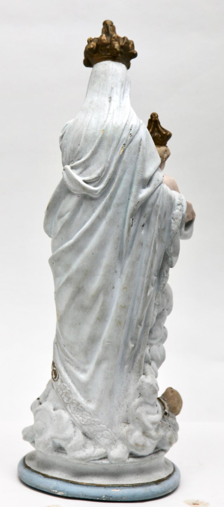 Virgin Mary Large Statue, Notre Dame des Victoires Standing on a Globe