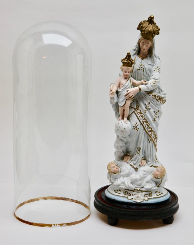 Virgin Mary Large Statue, Notre Dame des Victoires Standing on a Globe ...