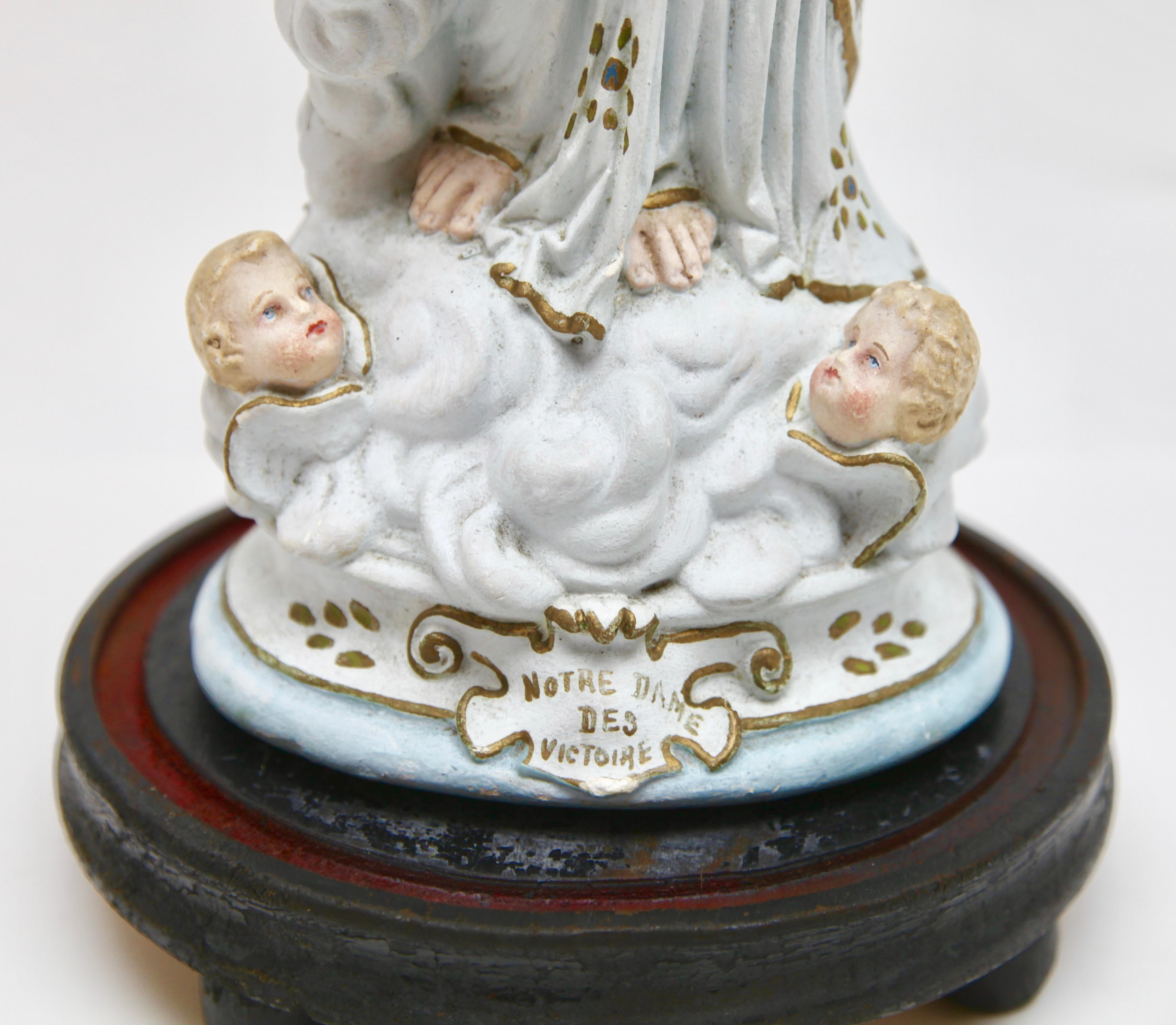 French Virgin Mary Large Statue, Notre Dame des Victoires Standing on a Globe
