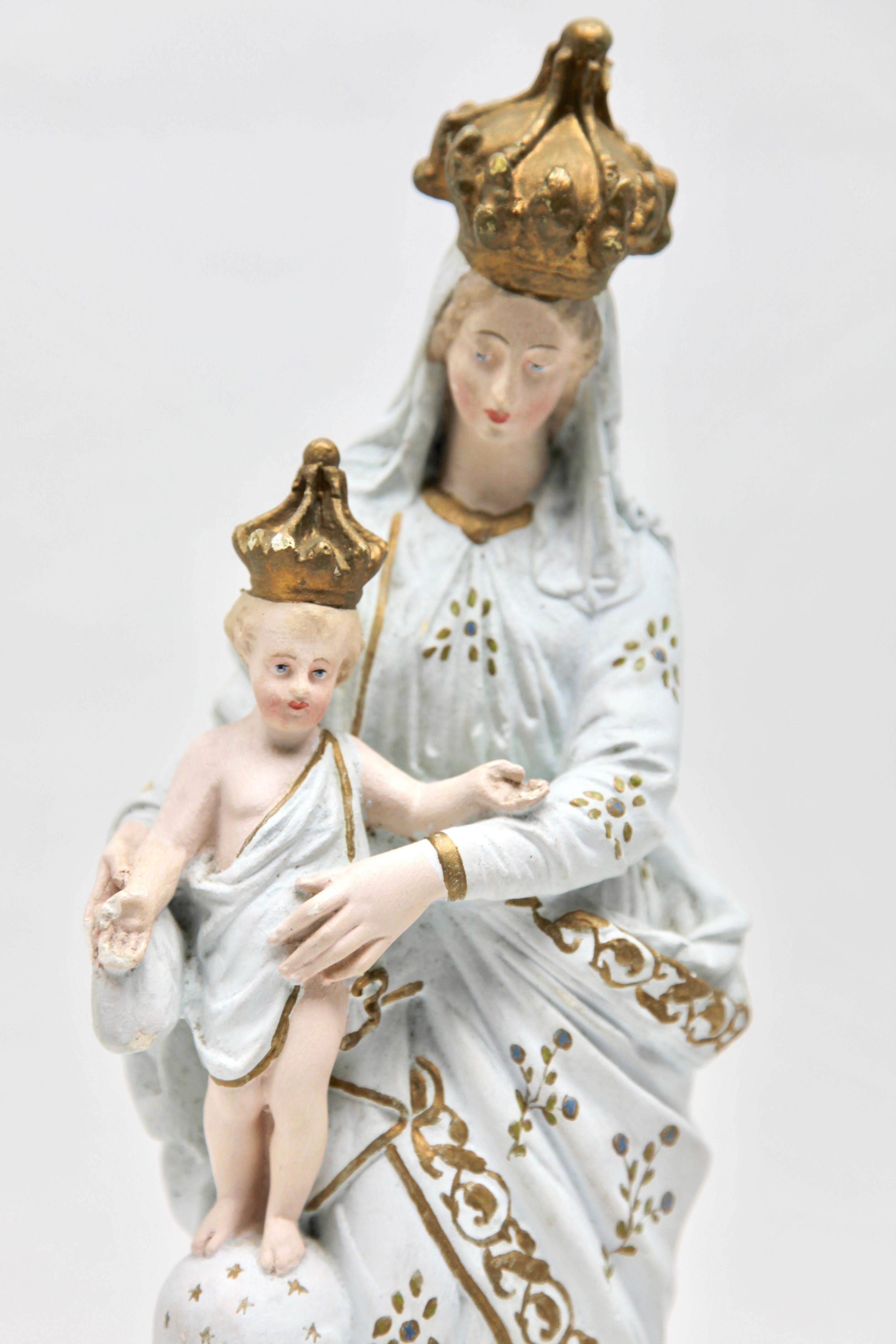 Hand-Crafted Virgin Mary Large Statue, Notre Dame des Victoires Standing on a Globe