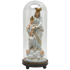 Antique Virgin Mary Large Statue, Notre Dame des Victoires Standing on a Globe