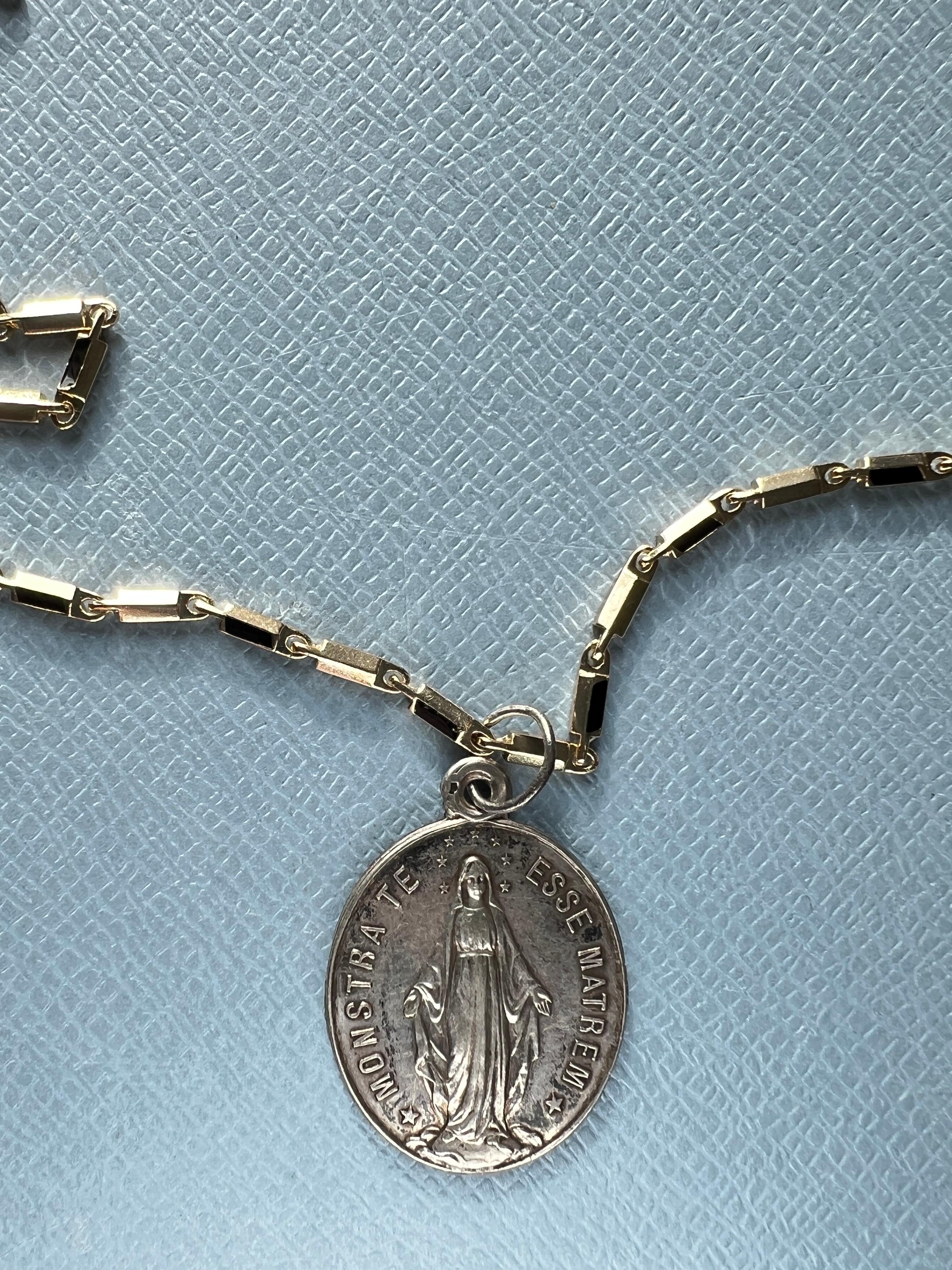Early Victorian Virgin Mary Medal Chain Necklace For Sale
