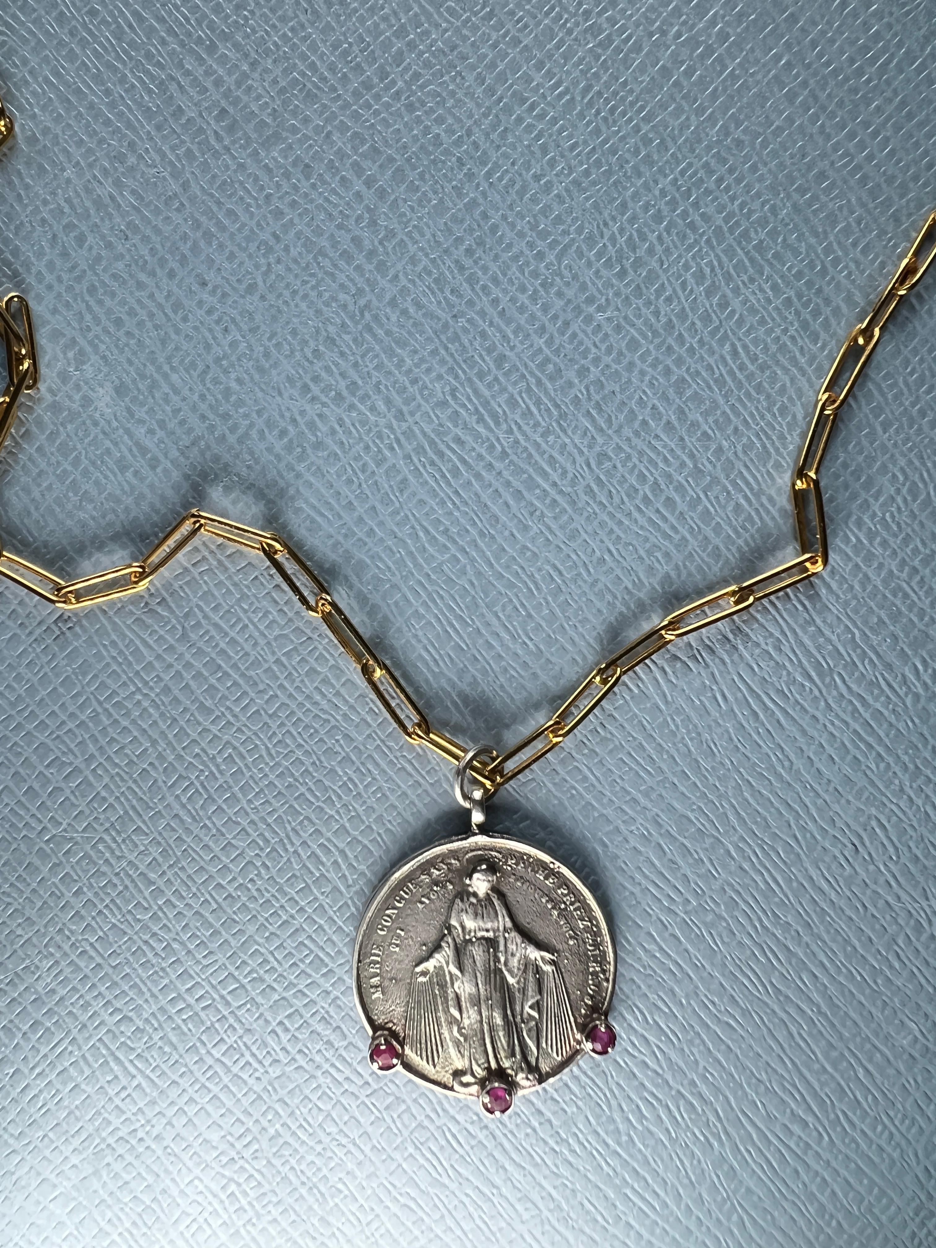 Victorian Virgin Mary Medal Chain Necklace For Sale