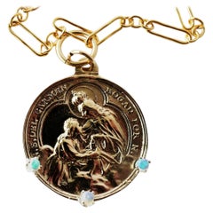 Opal Medal Necklace Virgin Pendant Our Lady of Mount Carmel