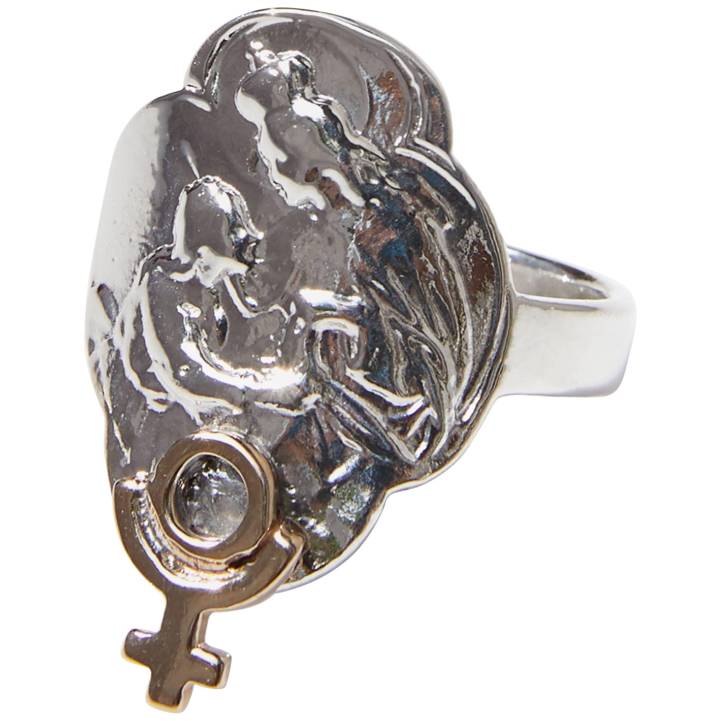 Medalla de la Virgen María Anillo de Plutón Plata Oro Astrología J DAUPHIN Contemporáneo