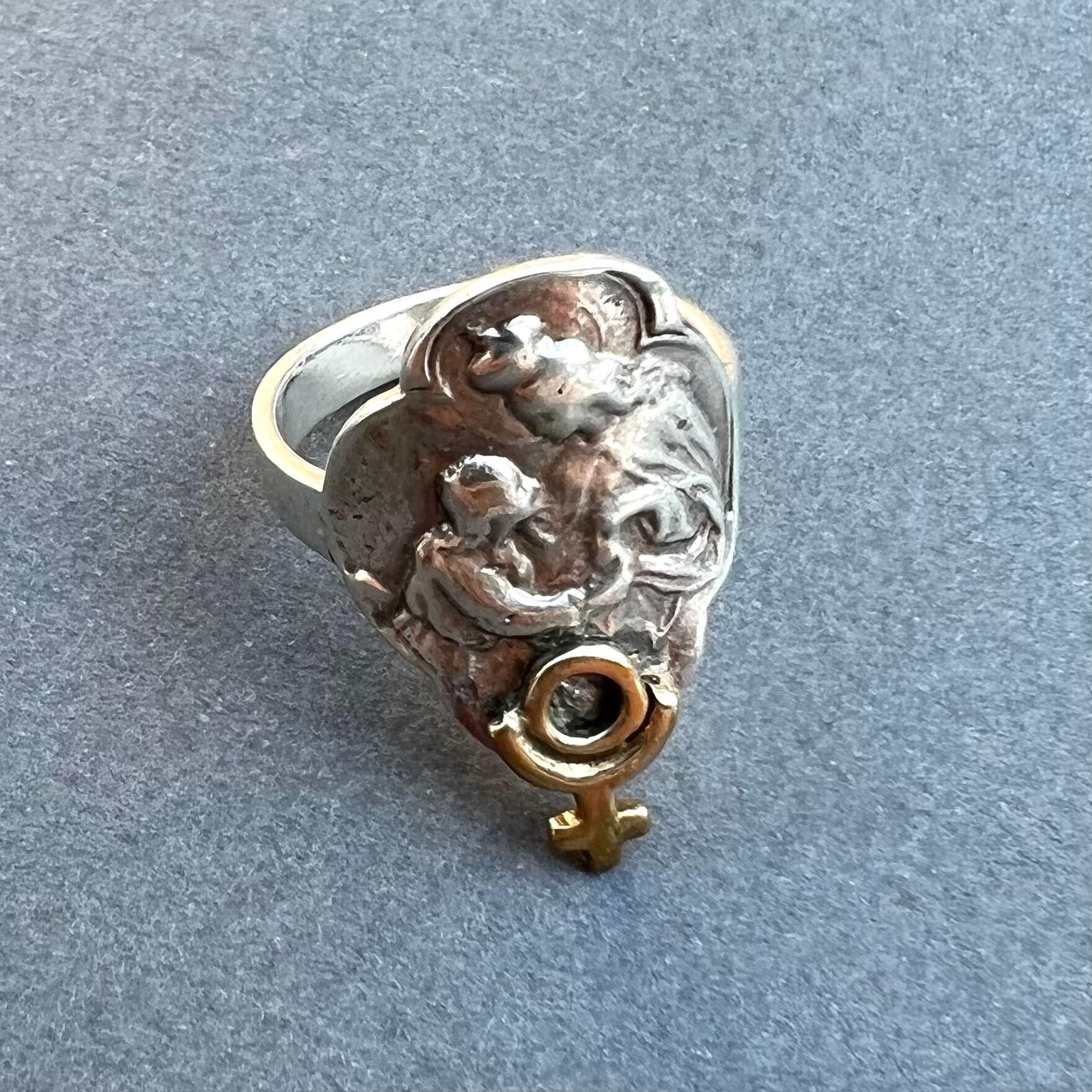 De las mujeres Medalla de la Virgen María Anillo de Plutón Plata Oro Astrología J DAUPHIN