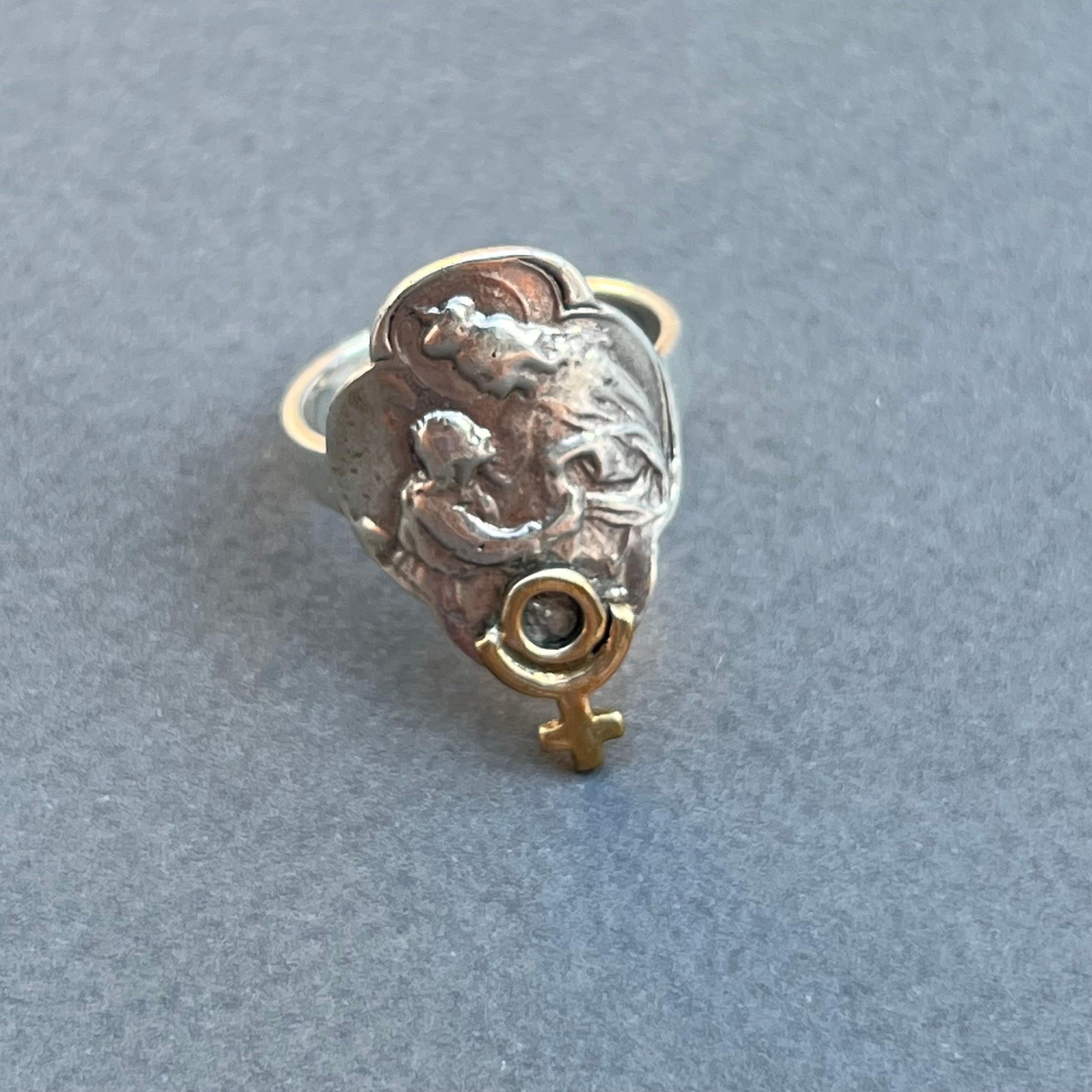 Medalla de la Virgen María Anillo de Plutón Plata Oro Astrología J DAUPHIN 2