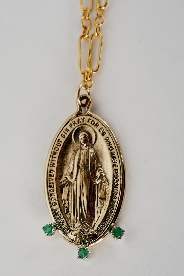 Small Miraculous Medal Necklace – Virgin Mary Pendant, Italy Made, 24” Silver Chain