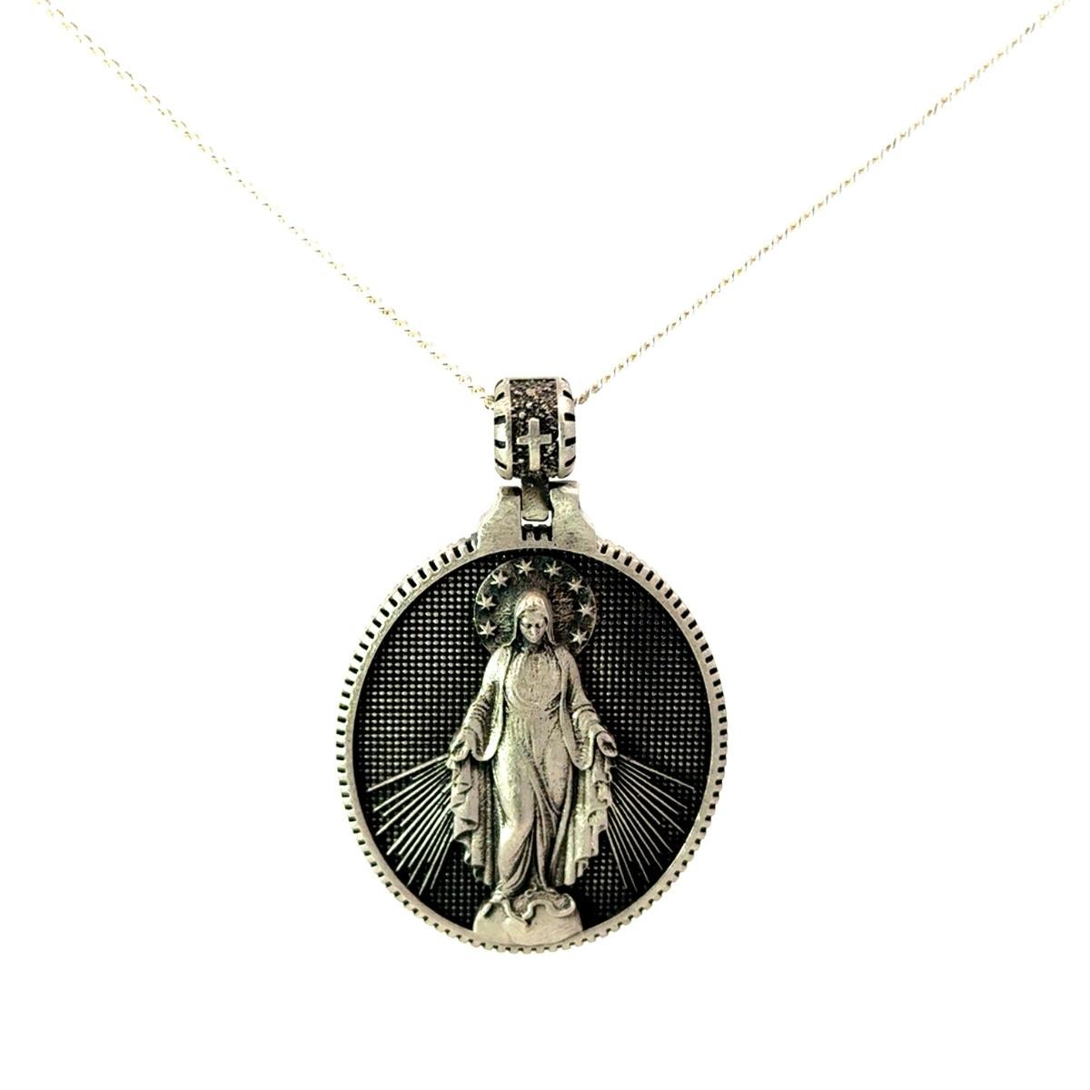 Doppelseitiger katholischer Anhänger der Jungfrau Maria, Wunderschöne Mutter, aus Sterlingsilber im Angebot 2