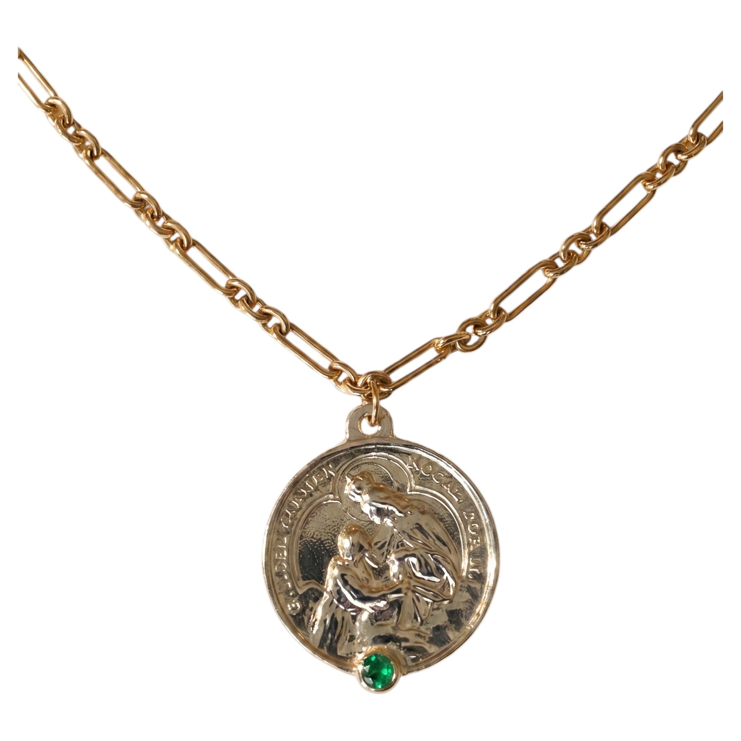 Collana con medaglia d'argento “Smeraldo” della Madonna del Monte Carmelo, catena d'oro in vendita