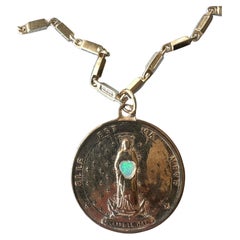 Virgin Mary Necklace Opal Heart Sacred Medal Gold Chain