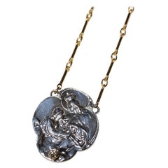 Collana della Vergine Maria, girocollo in argento con diamante bianco