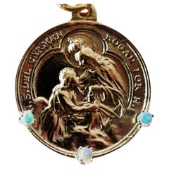 Halskette Jungfrau Maria Opal Medaille Halskette Chunky Kette Anhänger J Dauphin