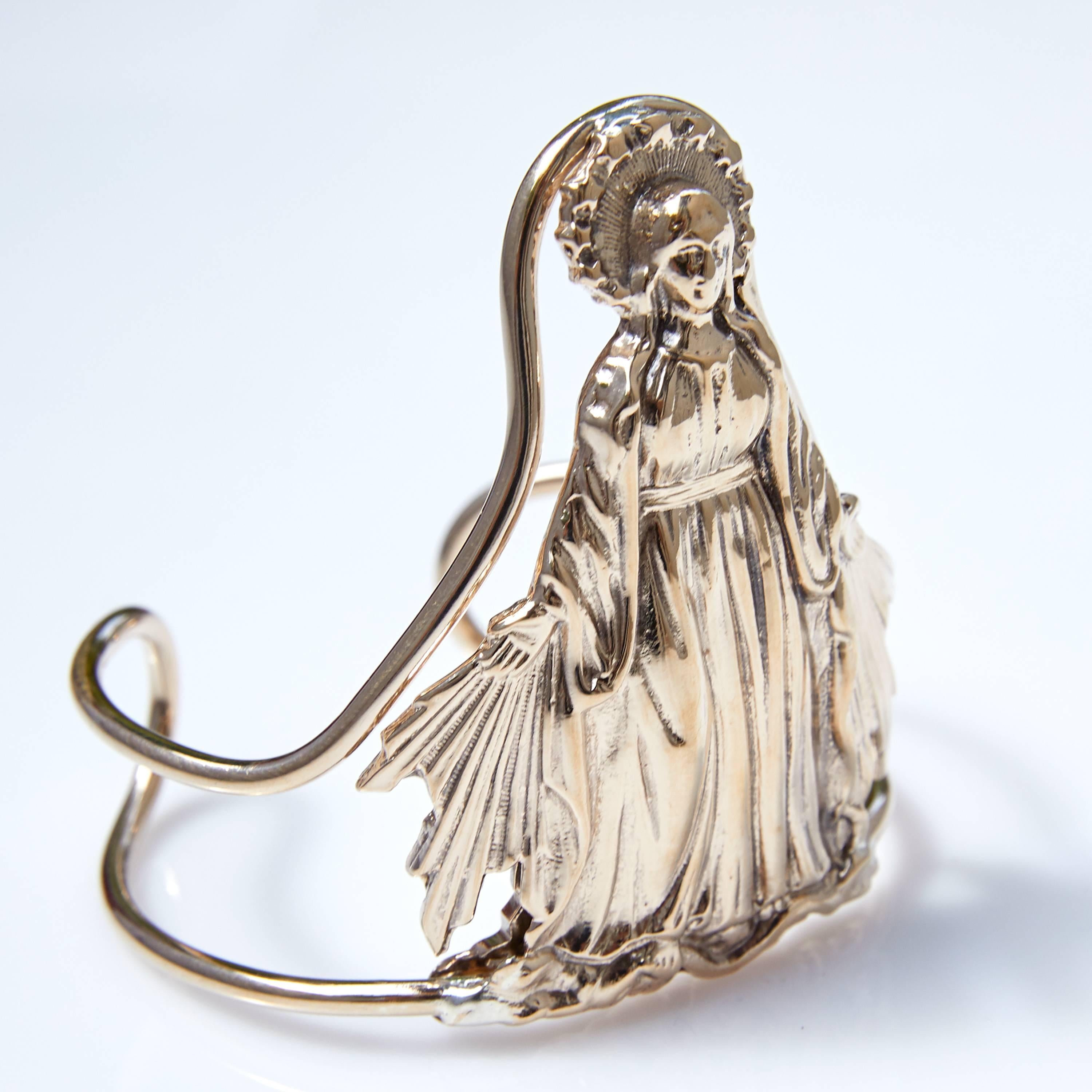 Contemporary Virgin Mary Religious Cuff Bangle Bracelet For Sale