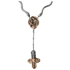 Virgin Mary Snake Jaguar Cross Necklace Silver Bronze J Dauphin