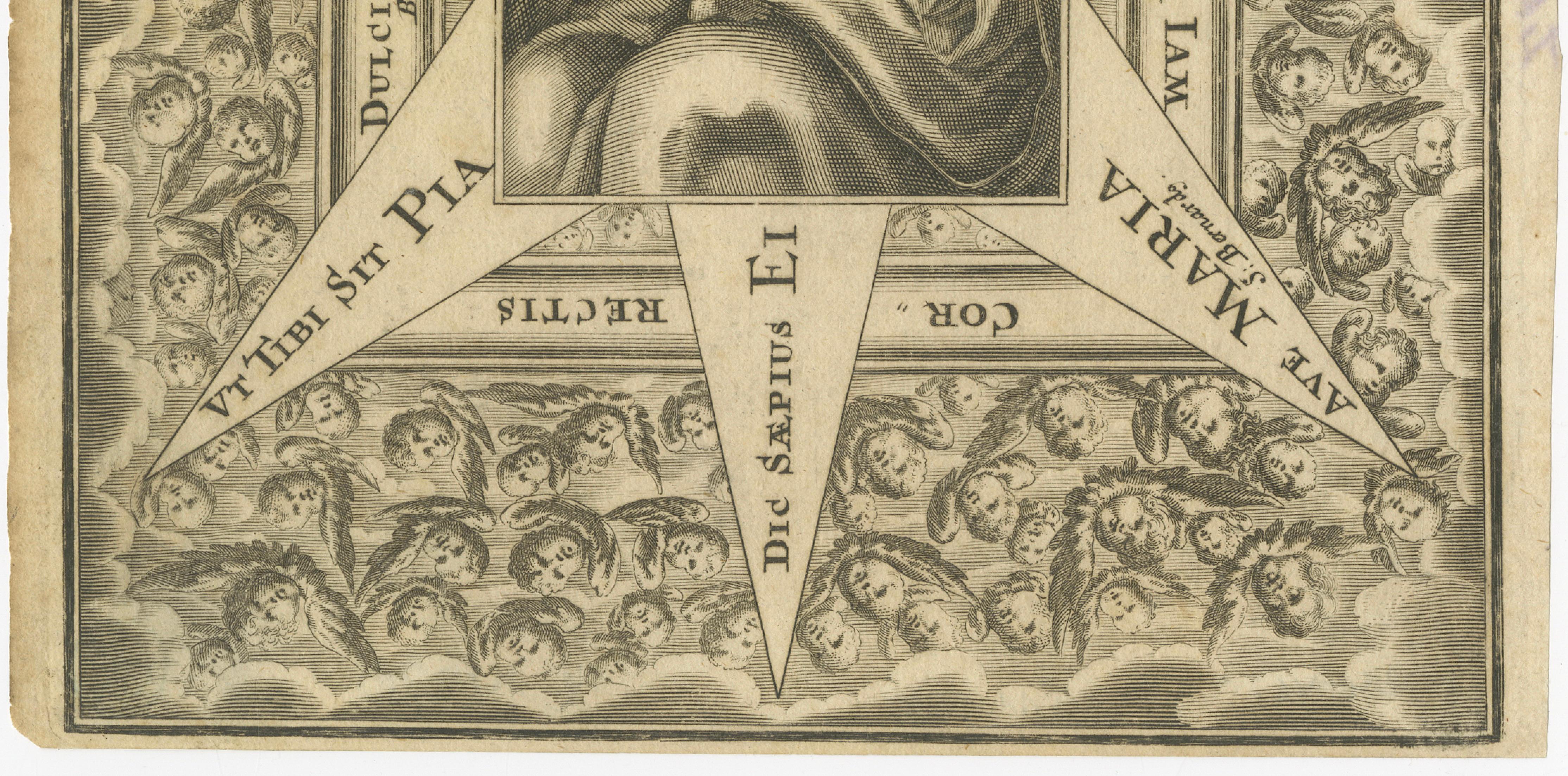 Virgin Mary with Child, Baroque Devotional Engraving, Penzinger, c.1700