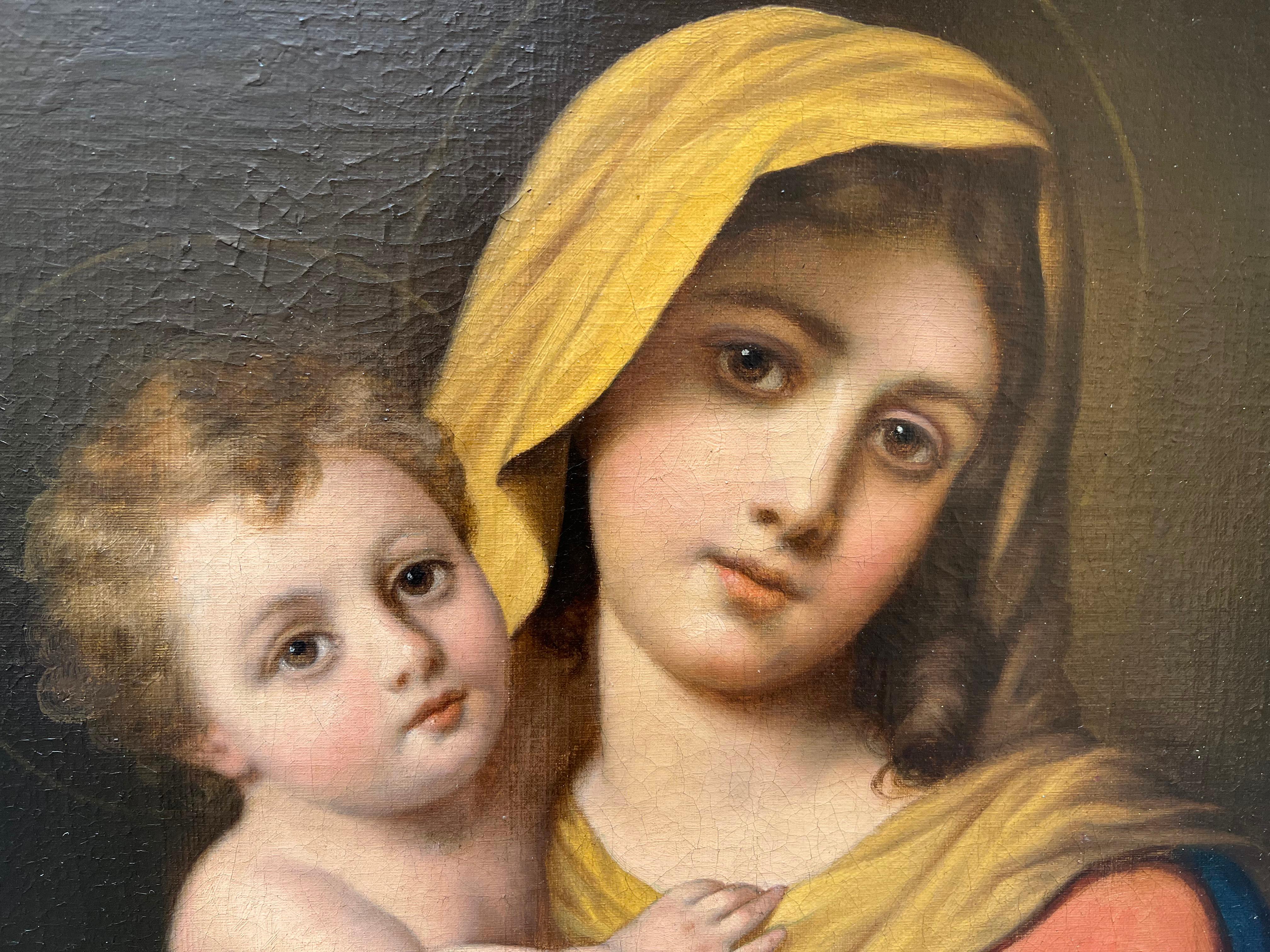 Painted Virgin Mary with Child, Italy, 1890 For Sale