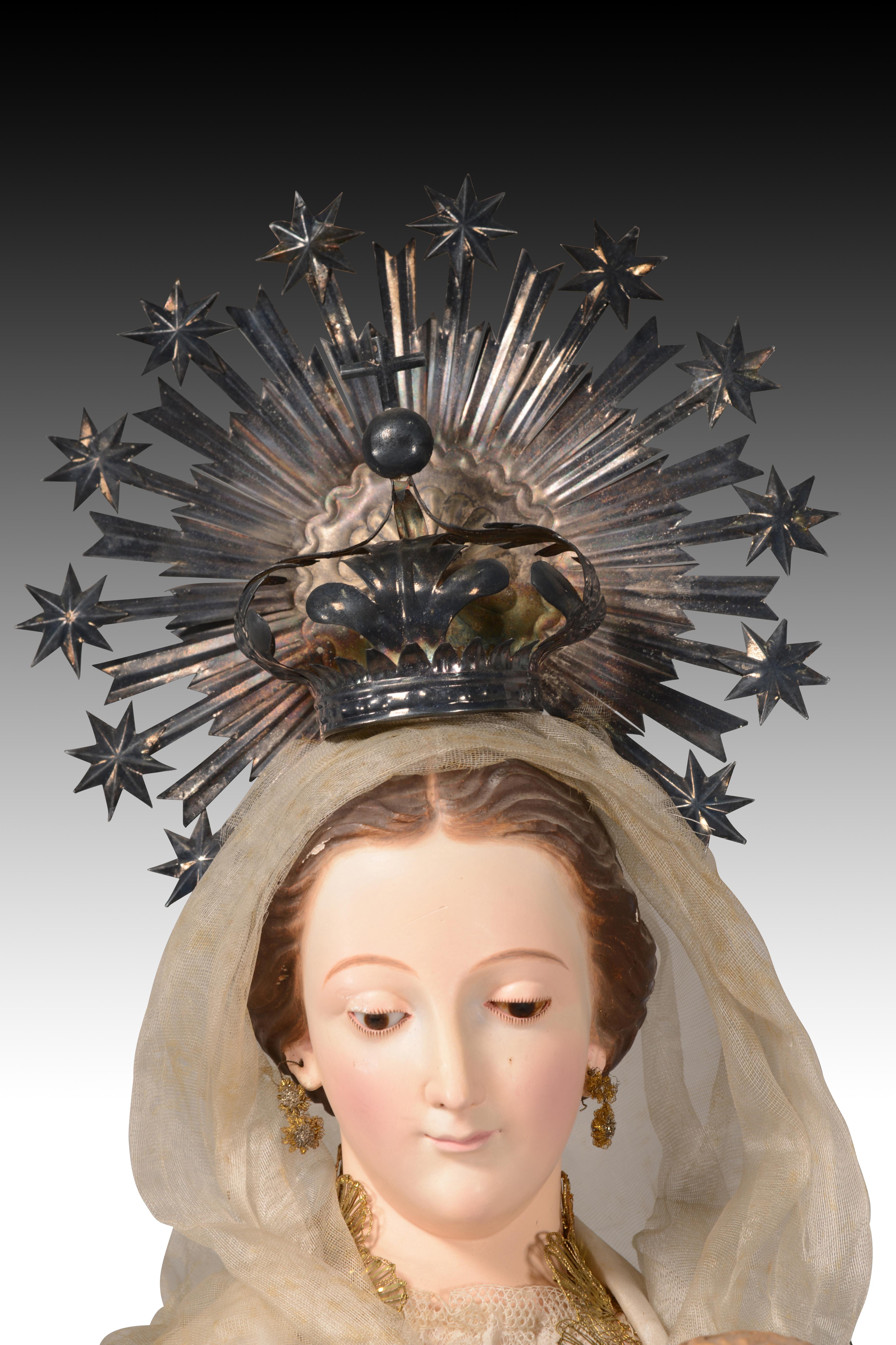 Virgen del Carmen para vestir. Madera, metal y textil. Spanish School, siglo XIX 3