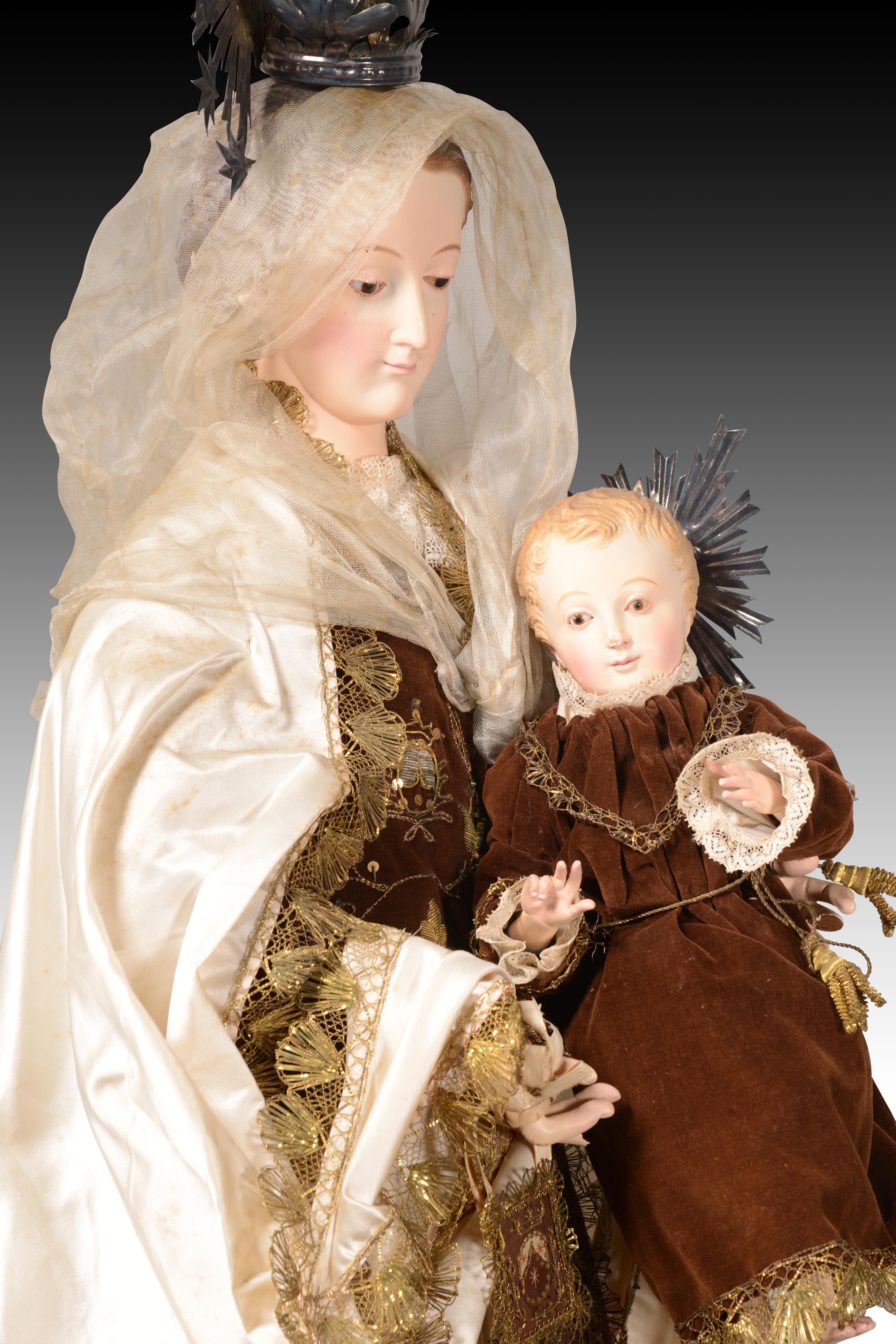 Virgen del Carmen para vestir. Madera, metal y textil. Spanish School, siglo XIX 4