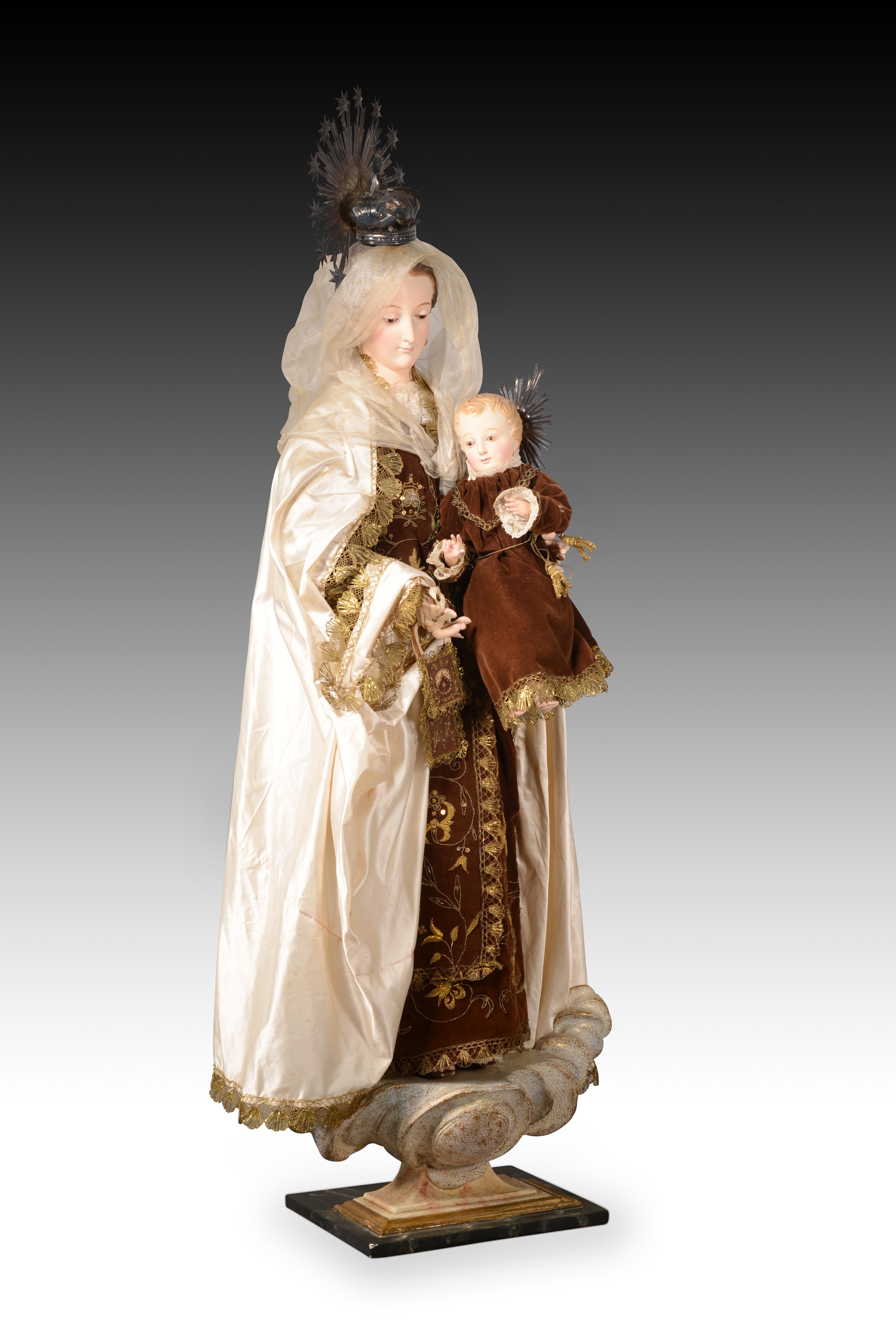 Virgen del Carmen para vestir. Madera, metal y textil. Spanish School, siglo XIX 5