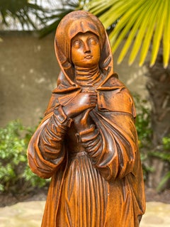 Virgen De Nuremberg En Madera De Boj Tallada, Siglo XIX