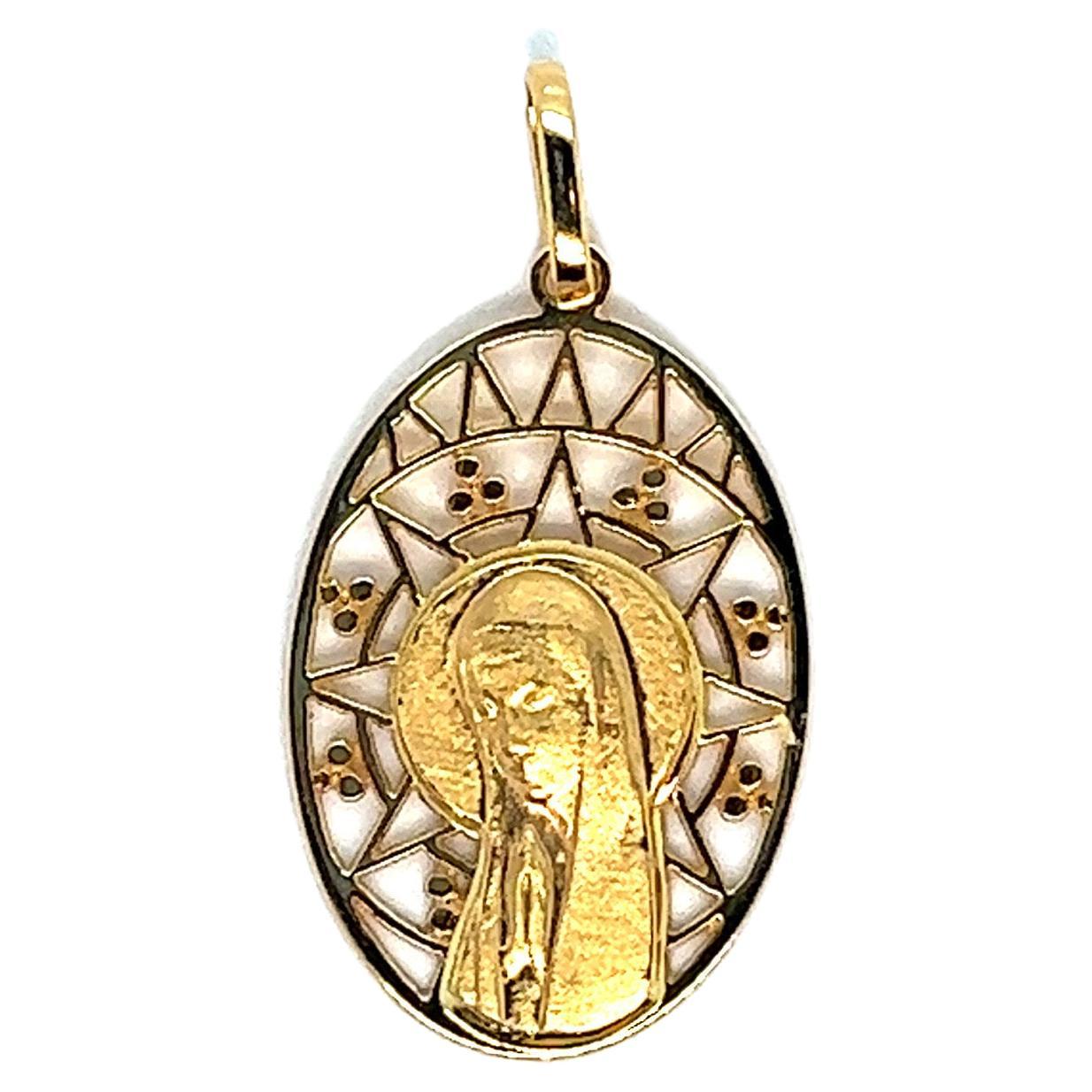 Vierge Médaille ajourée Ovale Or Jaune