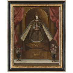 Virgin with Child, After Spanish Colonial Oil Painting by Cuzco Artist