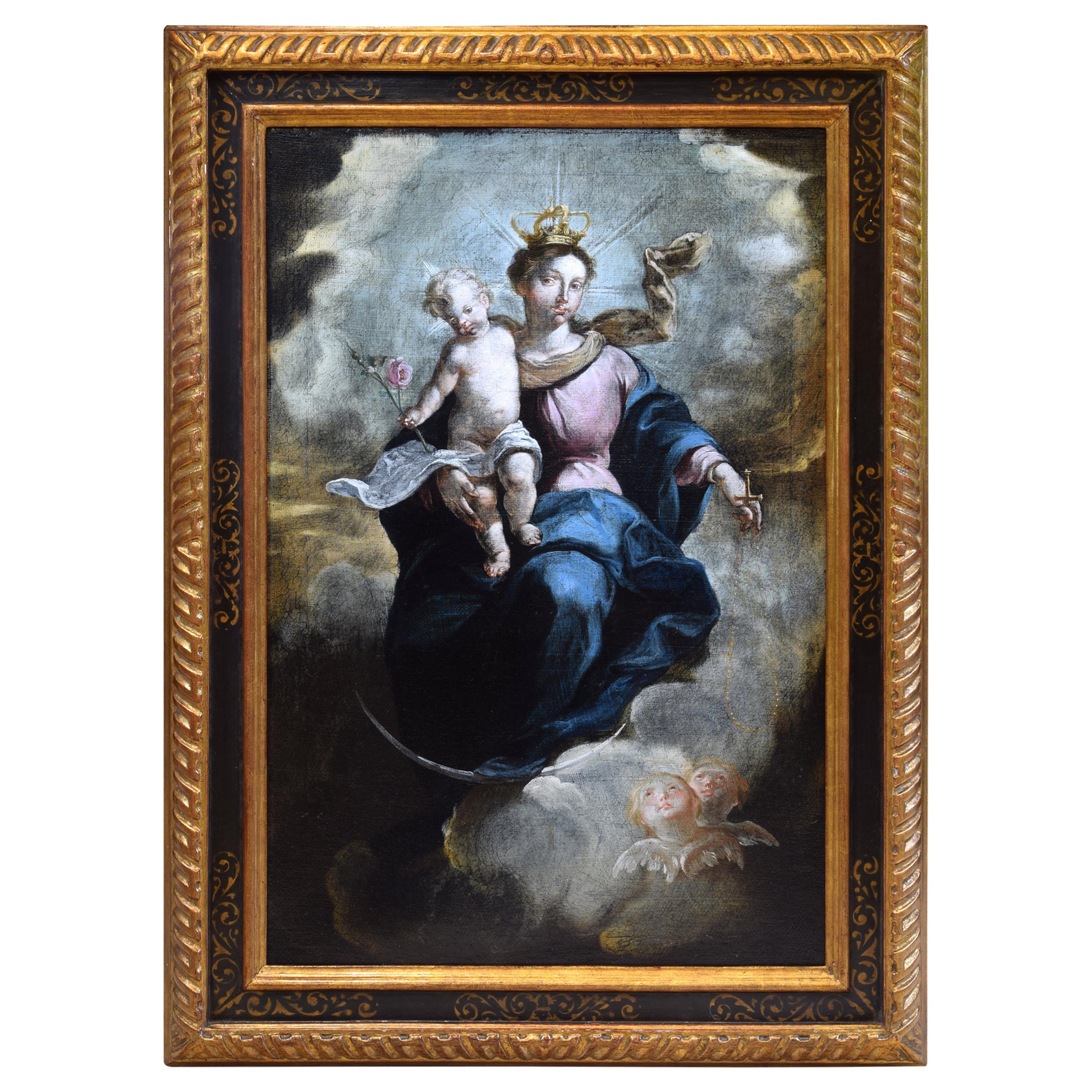 Virgin with Child and Angels, Oil on Canvas, 18th Century