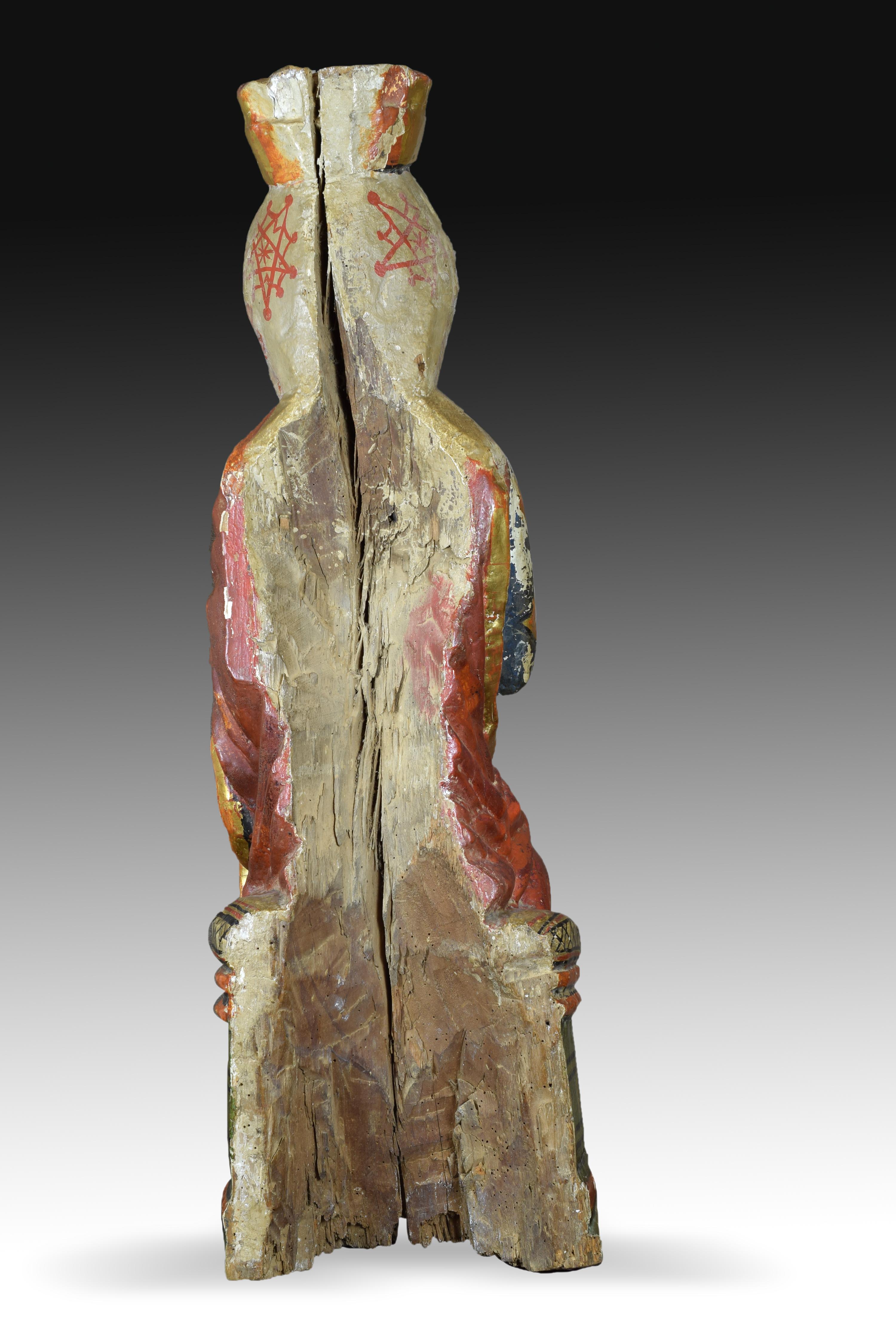 Other Virgin with Child. Carved and polychrome wood. Spanish school, 13th century. For Sale