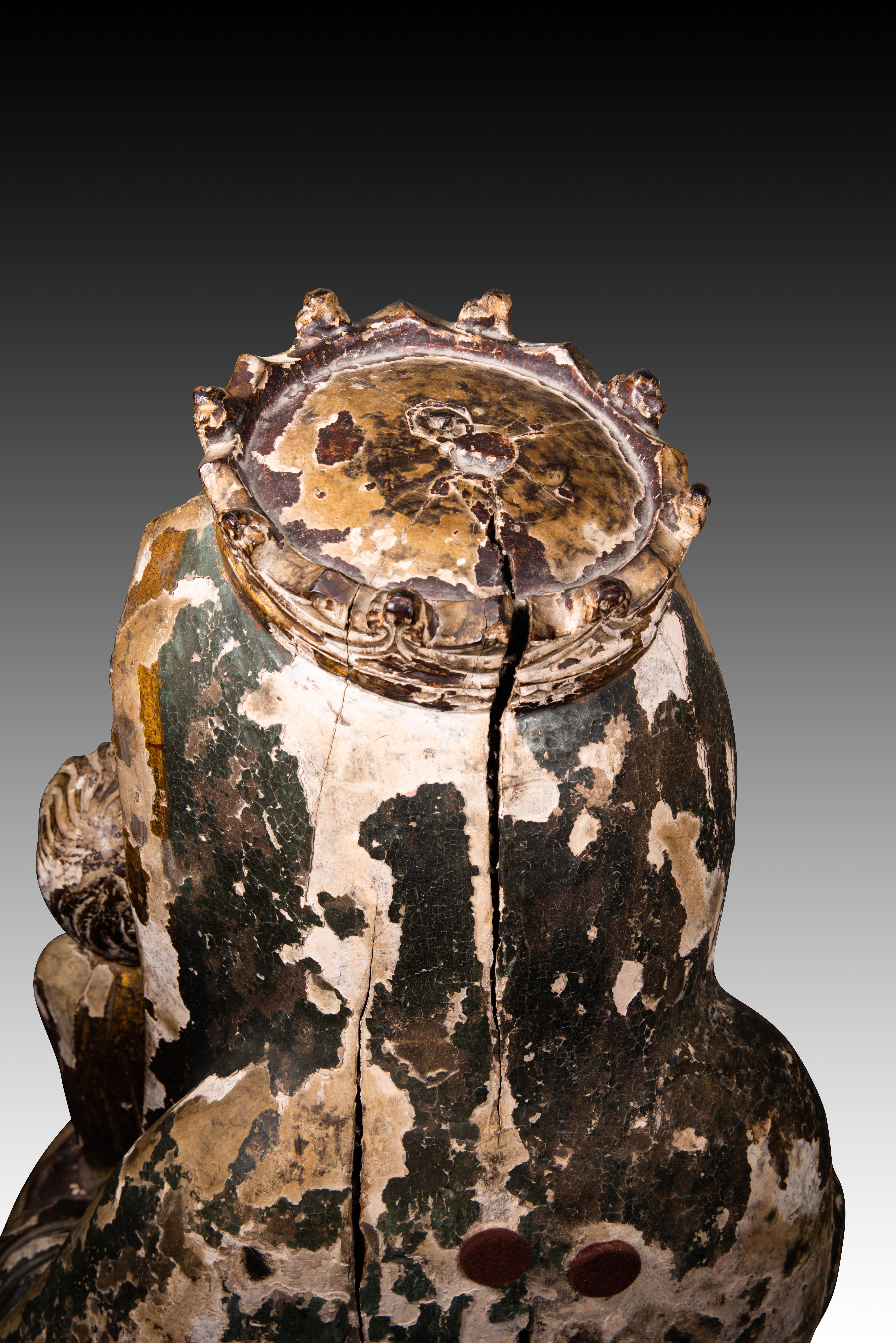 Virgin with Child. Carved and polychrome wood. Spanish school, 19th century. 9