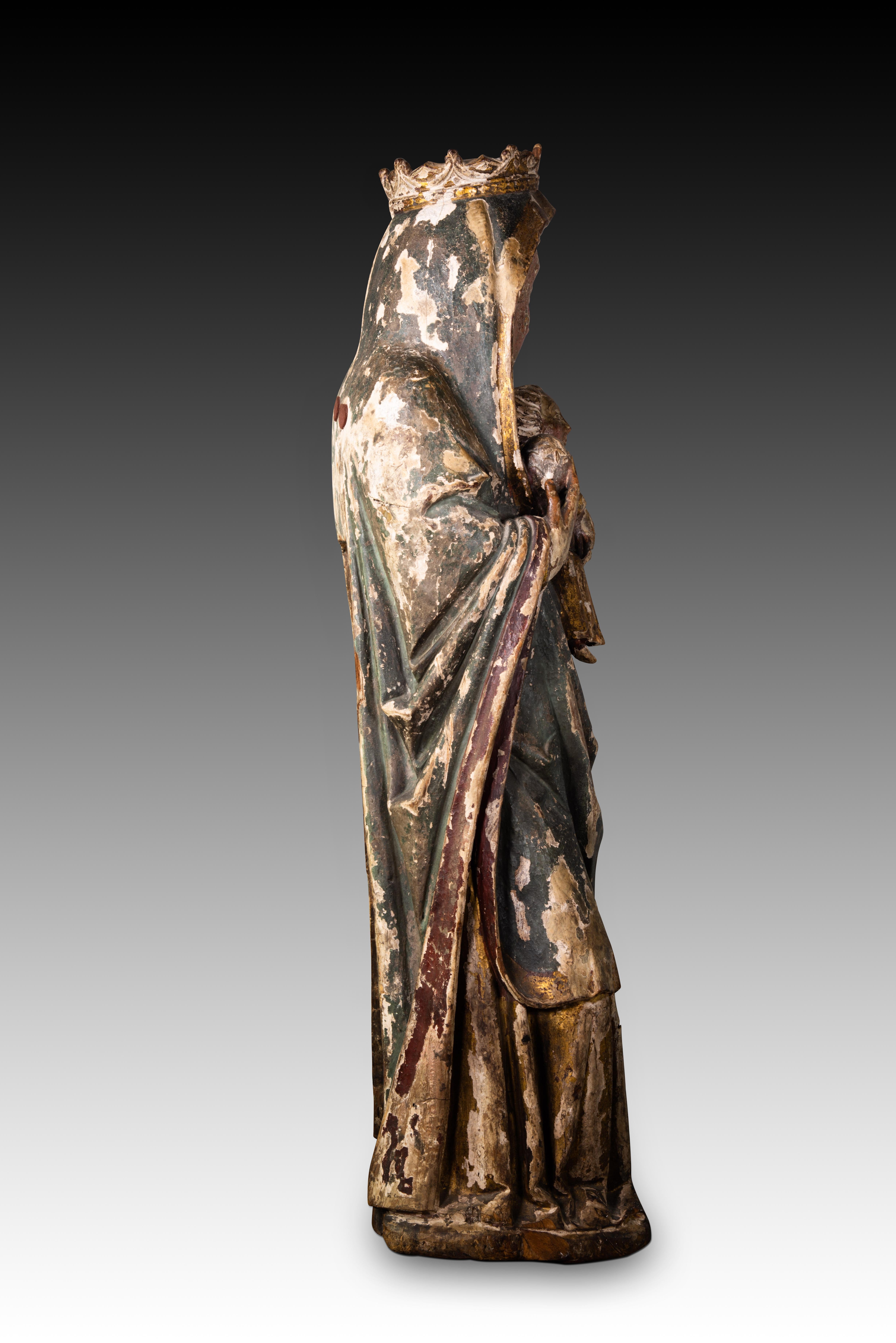 19th Century Virgin with Child. Carved and polychrome wood. Spanish school, 19th century.