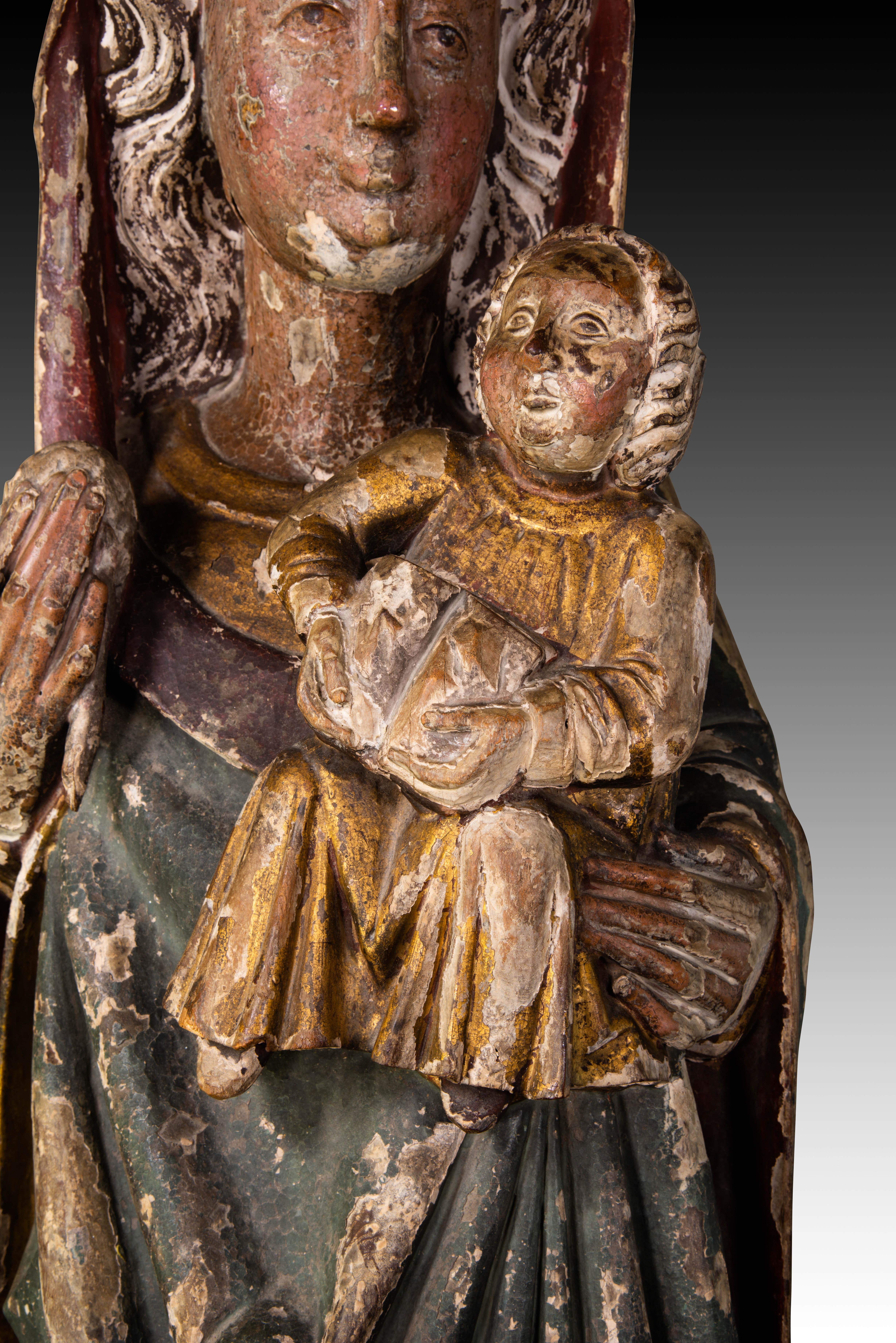 Virgin with Child. Carved and polychrome wood. Spanish school, 19th century. 2