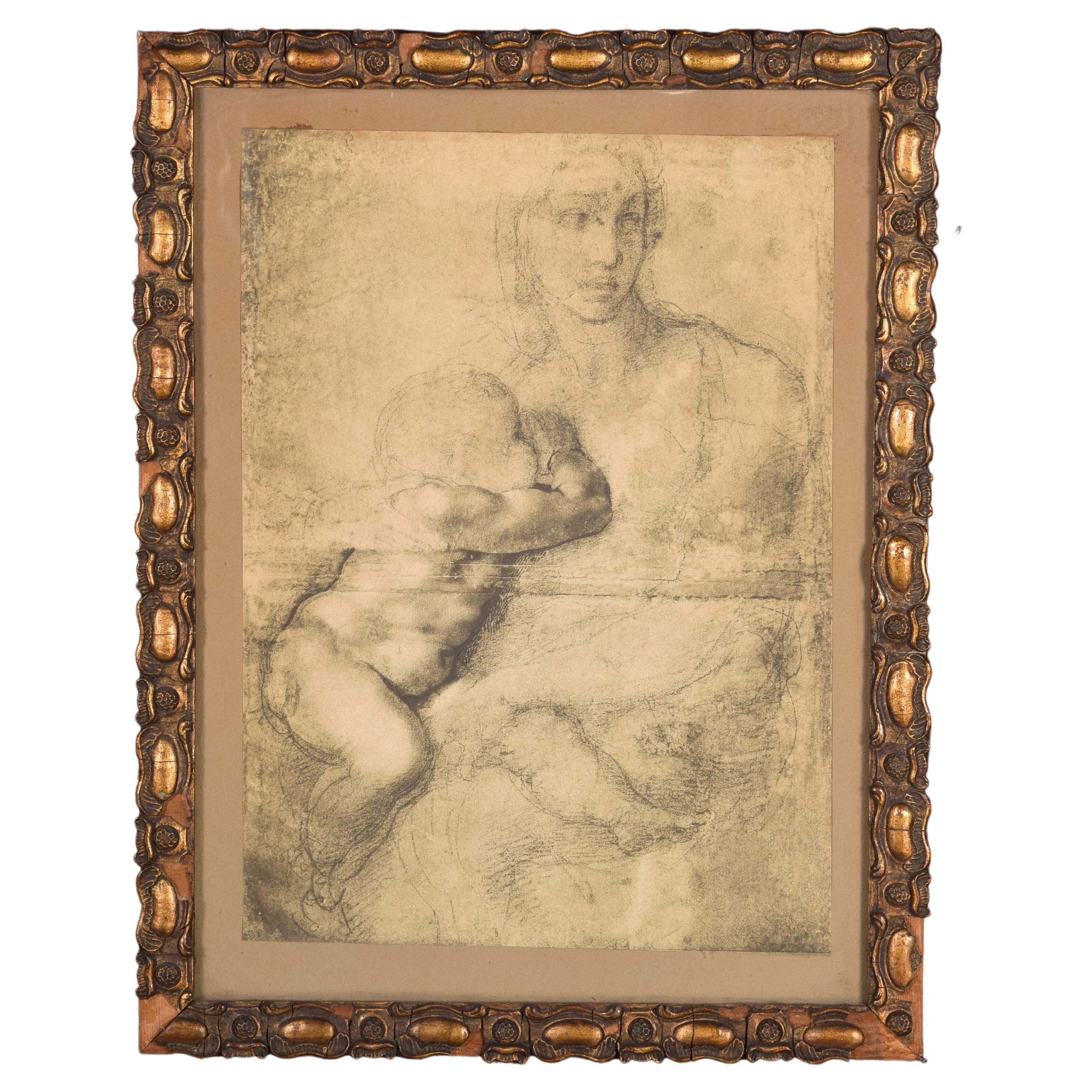Virgin with Child, Framed Print, 20th Century, After Michelangelo