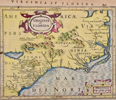 Florida and Virginia: A 17th Century Hand-colored Map by Hondius after Mercator
