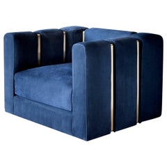 Virginia Armchair with Blue Velvet Fabric