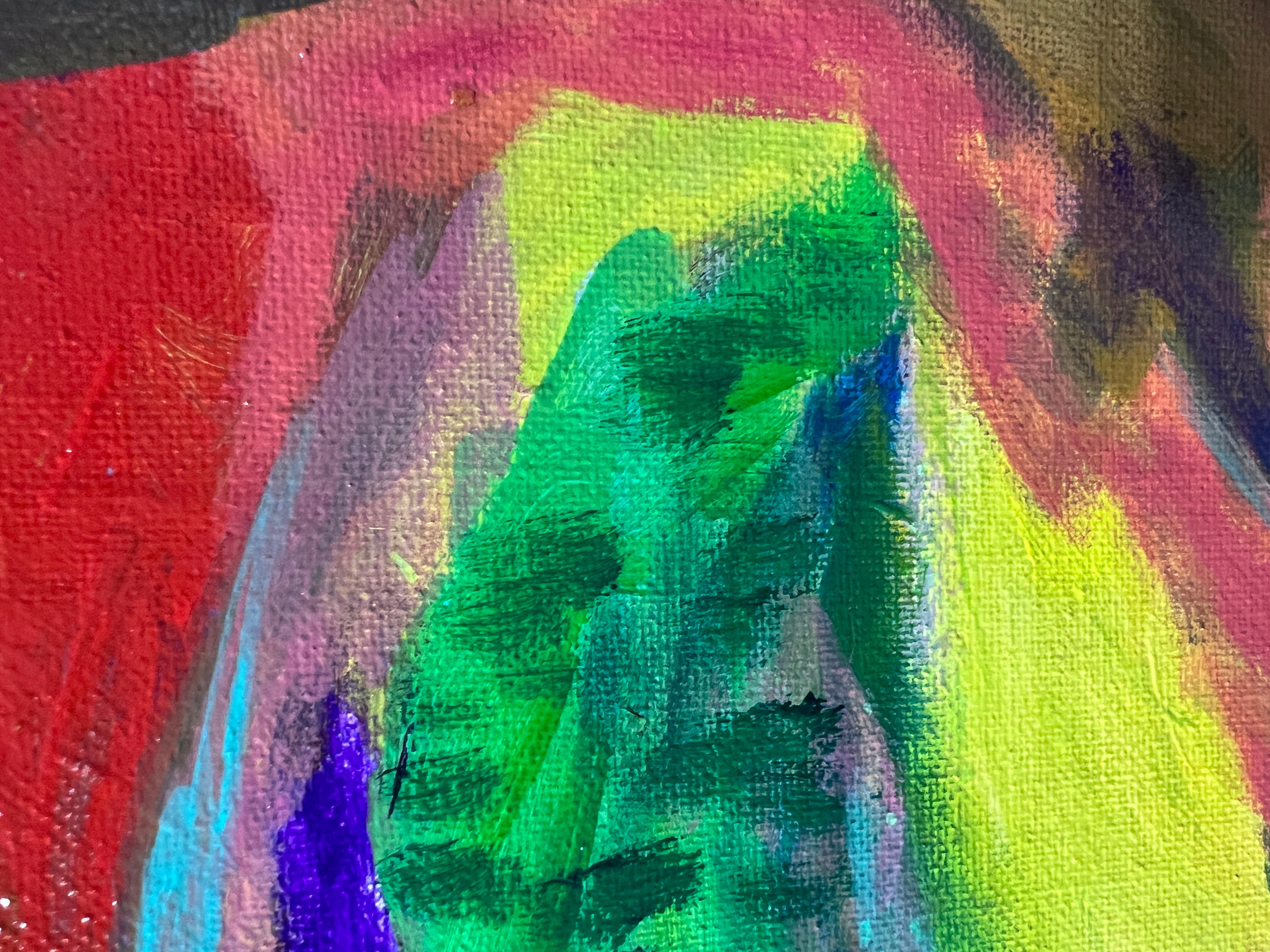 Virginia Barry Pittura astratta originale su tavola, cornice personalizzata 9