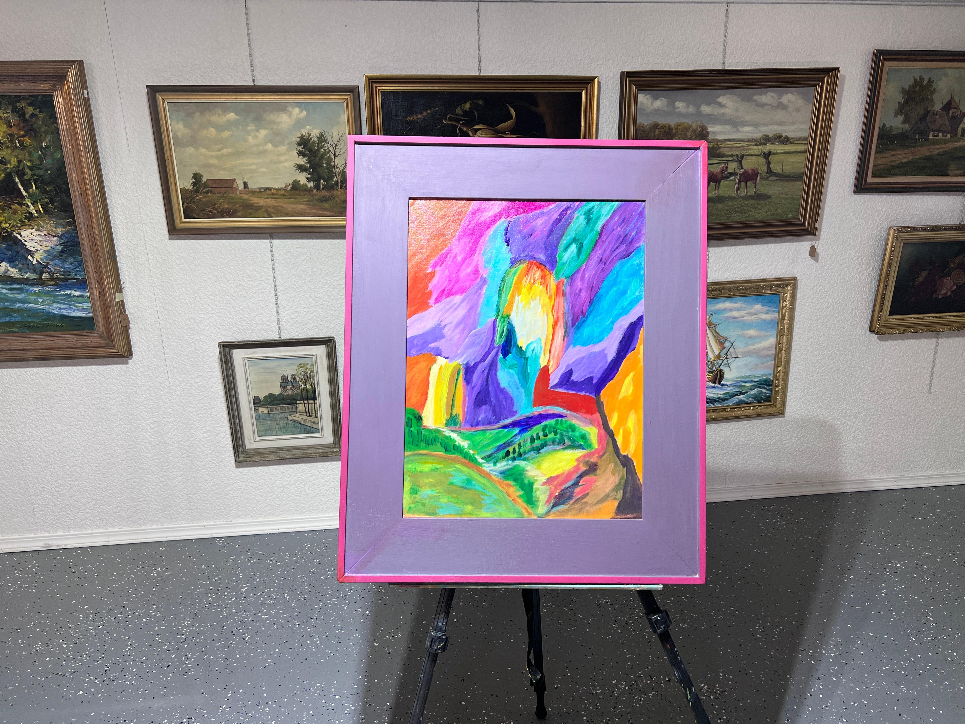 Virginia Barry Pittura astratta originale su tavola, cornice personalizzata 12
