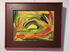 Virginia Barry Pittura astratta originale su tavola, cornice personalizzata