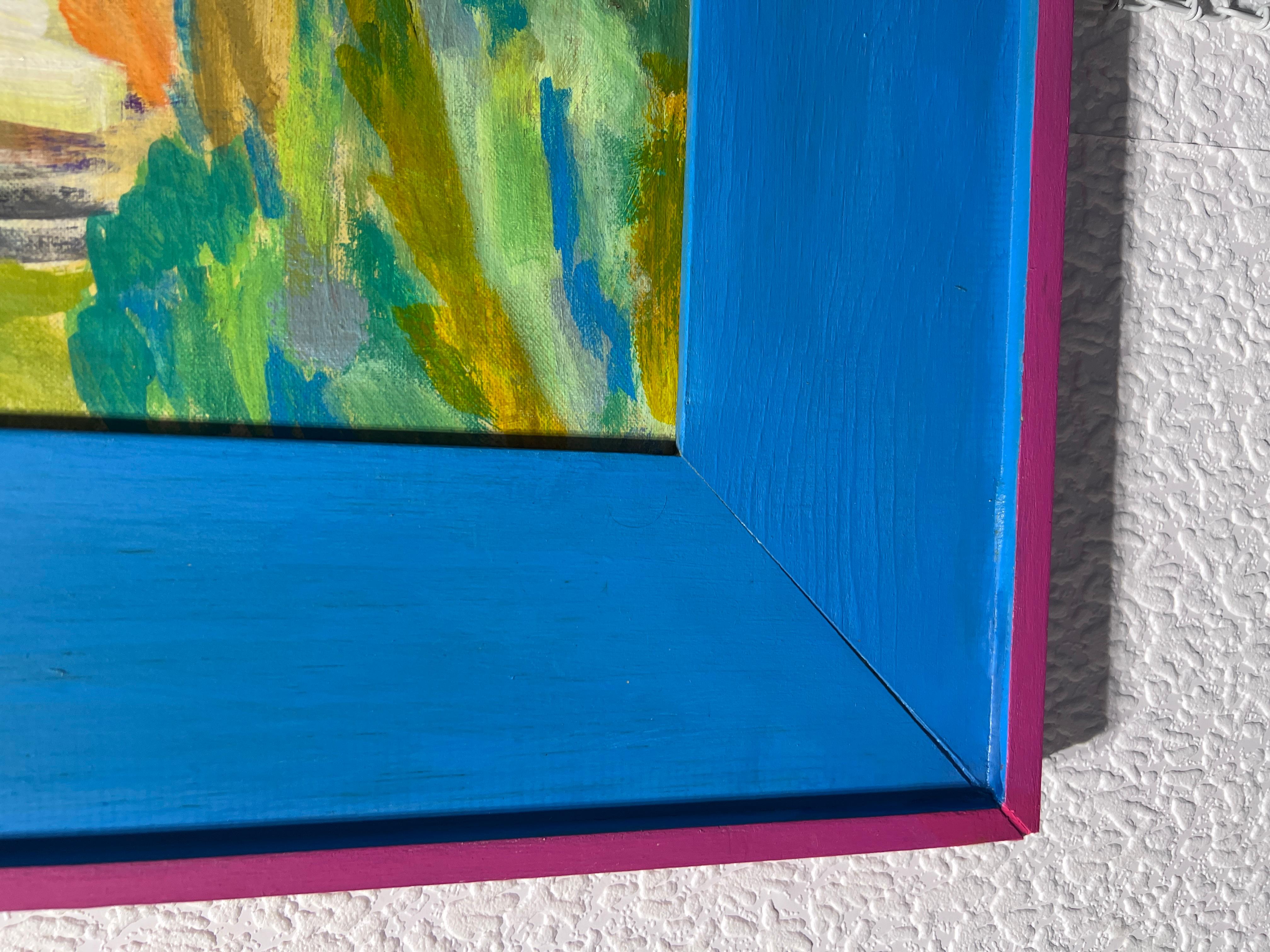 Virginia Barry Pittura astratta originale su tavola, cornice personalizzata 1