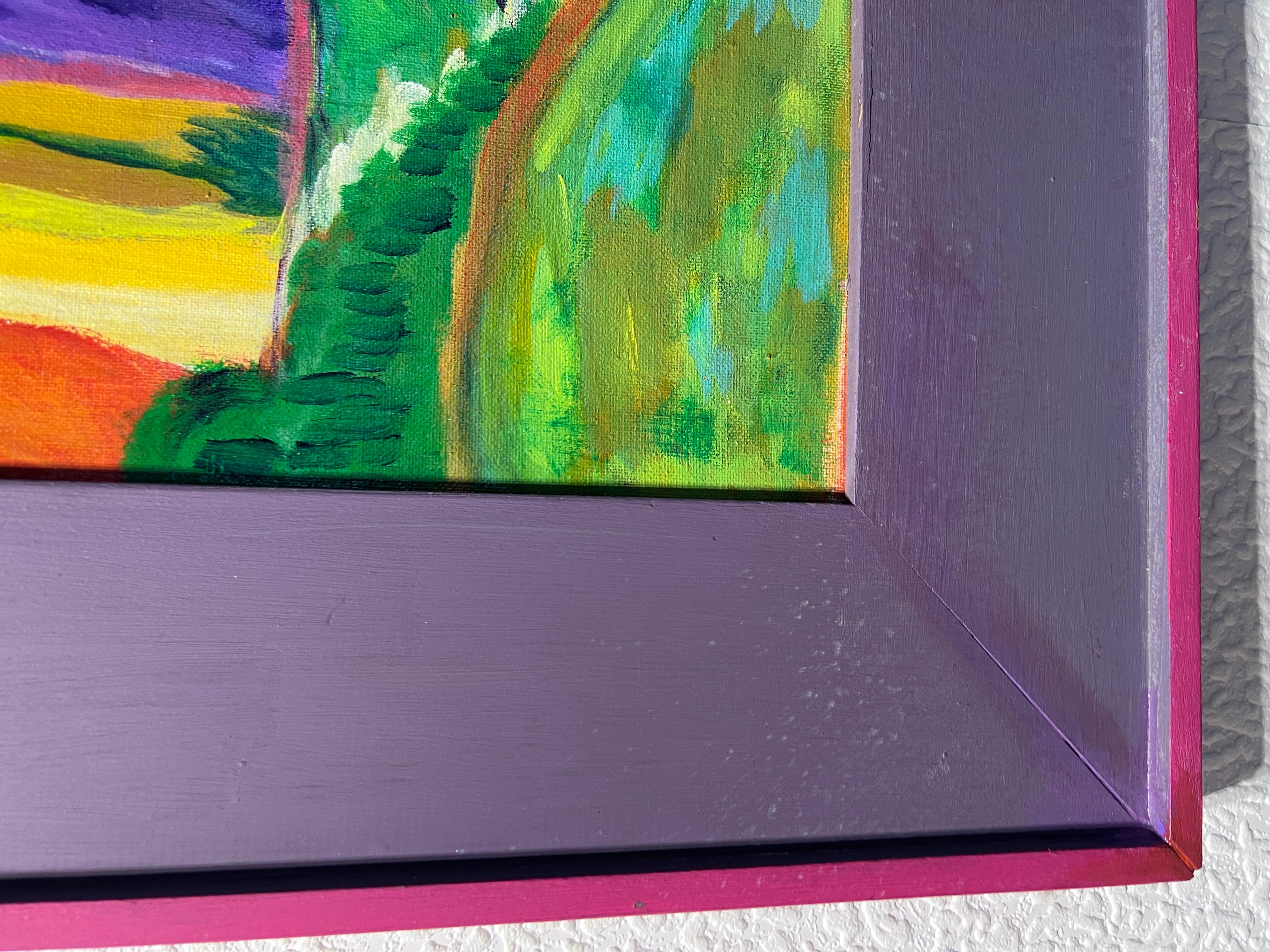 Virginia Barry Pittura astratta originale su tavola, cornice personalizzata 3
