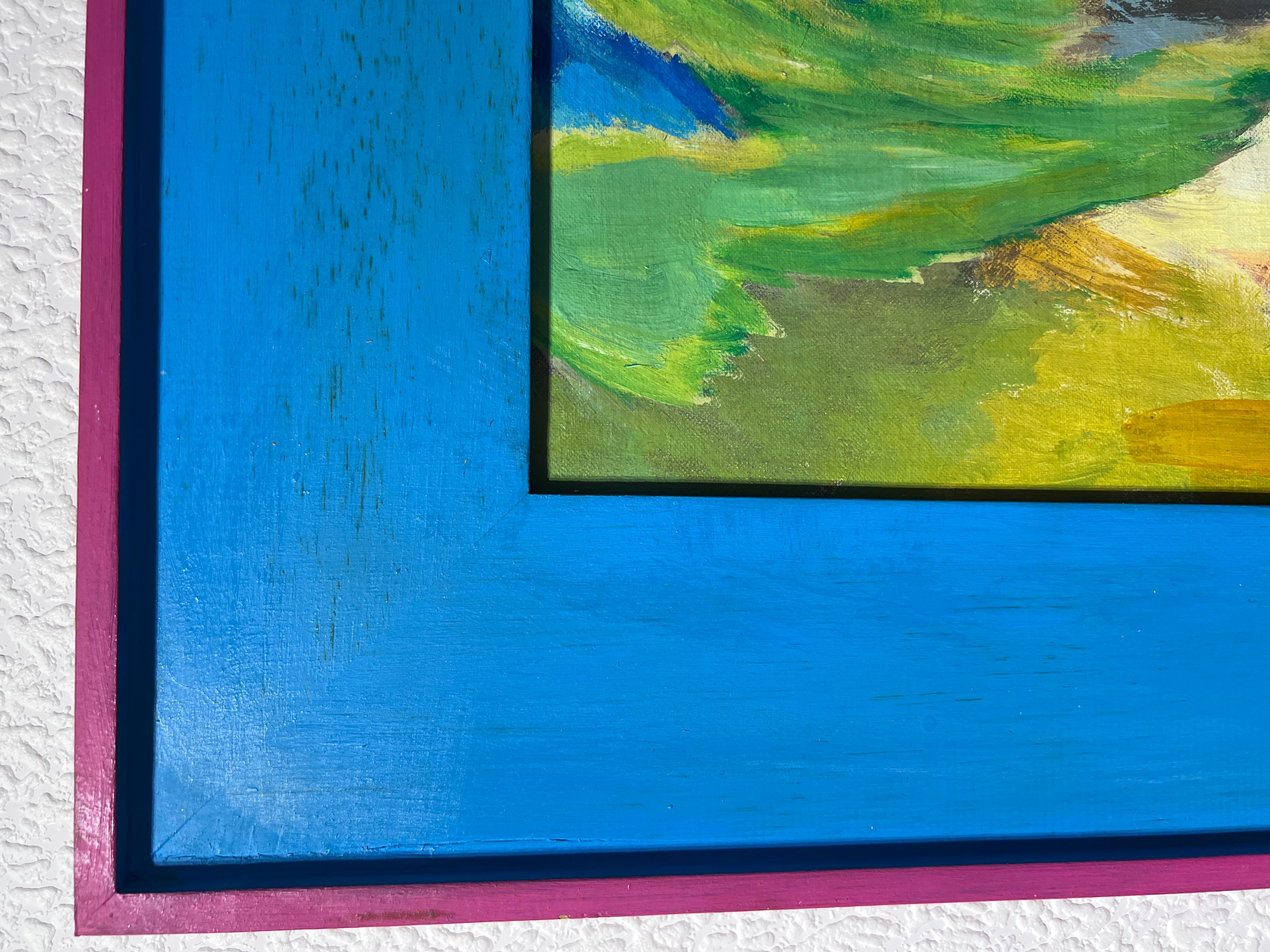 Virginia Barry Pittura astratta originale su tavola, cornice personalizzata 2