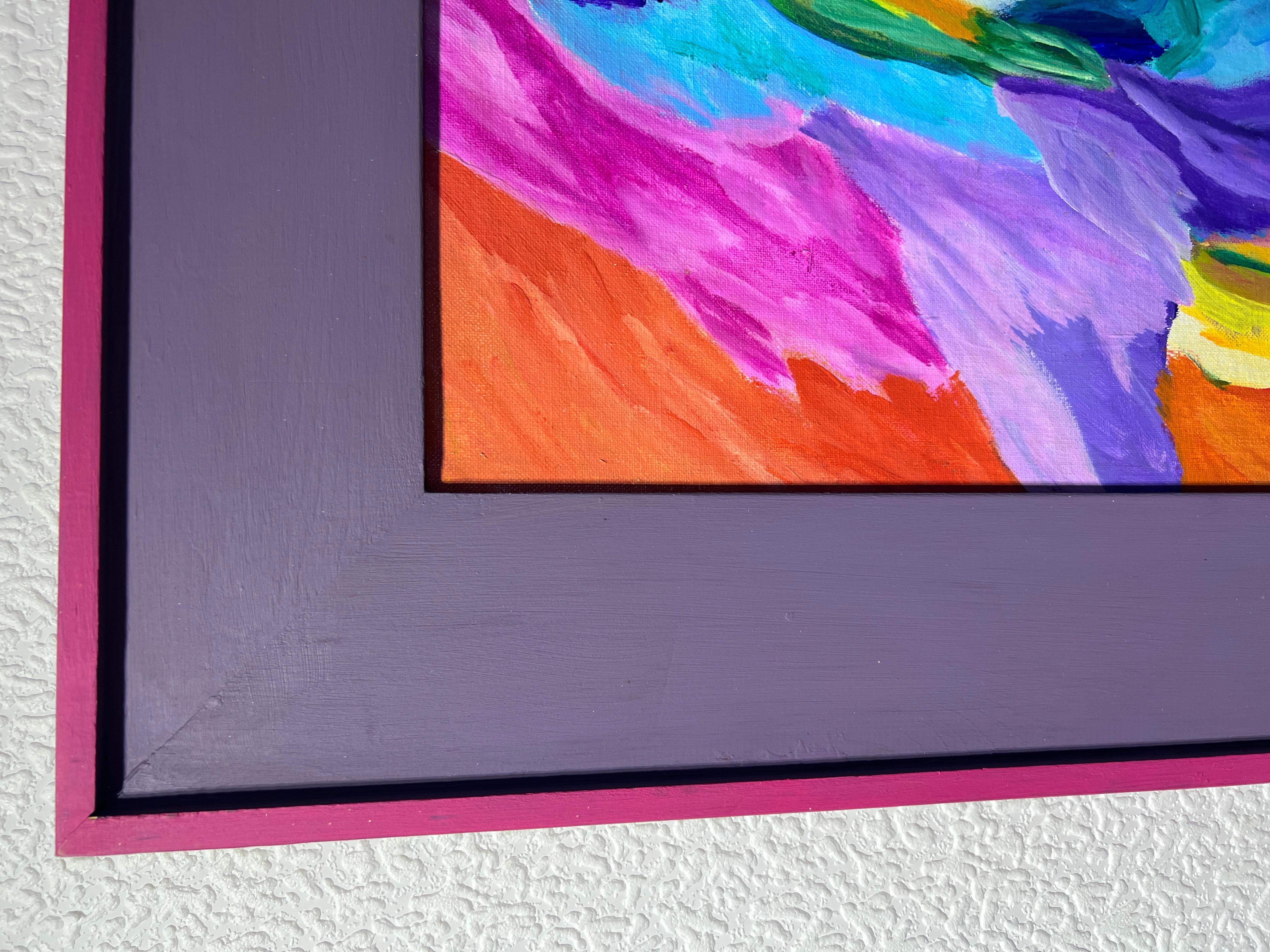 Virginia Barry Pittura astratta originale su tavola, cornice personalizzata 4
